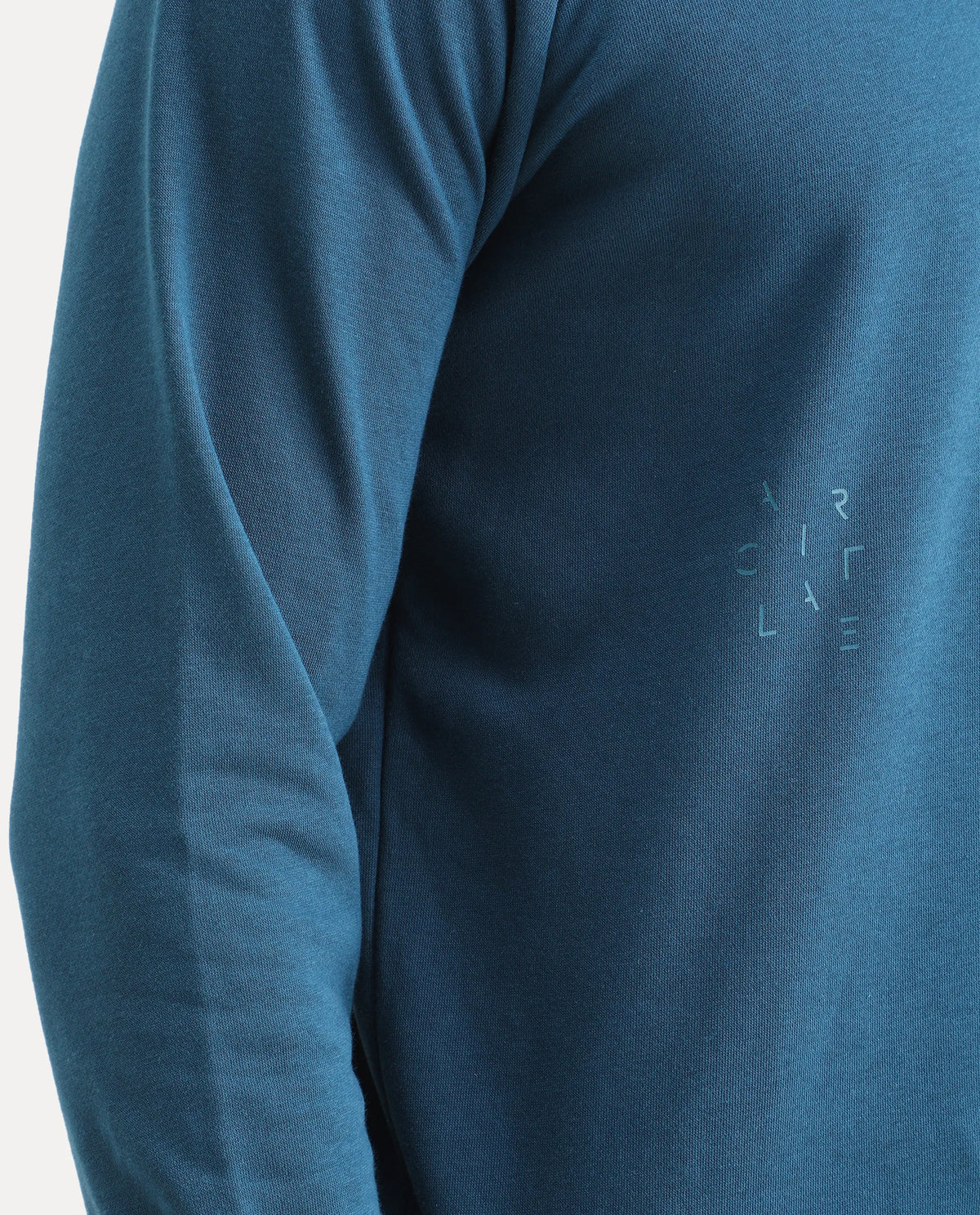 Rare Rabbit Articale Men's Arum Enamel Blue Cotton Fabric Full Sleeves Solid Sweatshirt