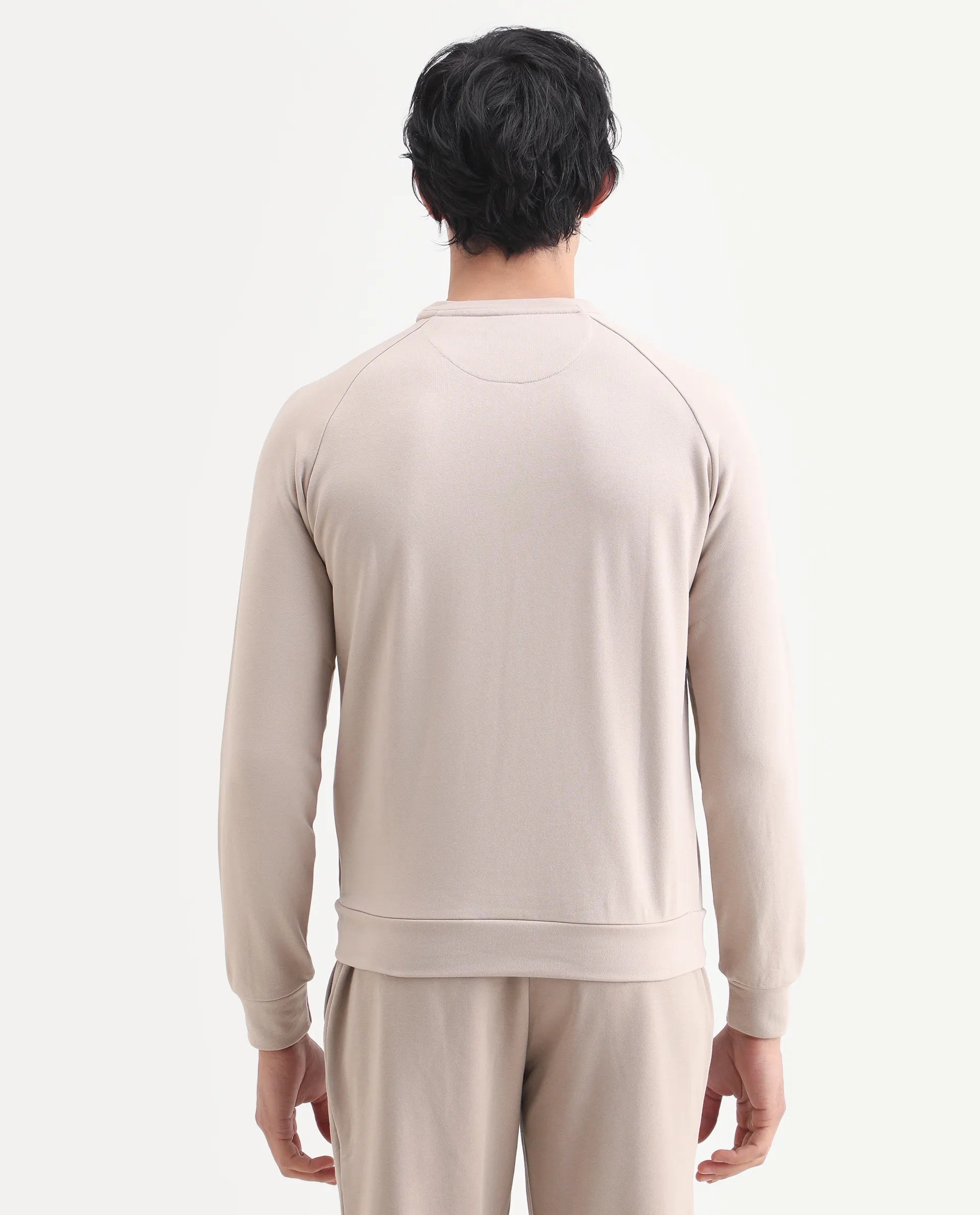 Rare Rabbit Articale Men's Arum Sand Beige Cotton Fabric Full Sleeves Solid Sweatshirt