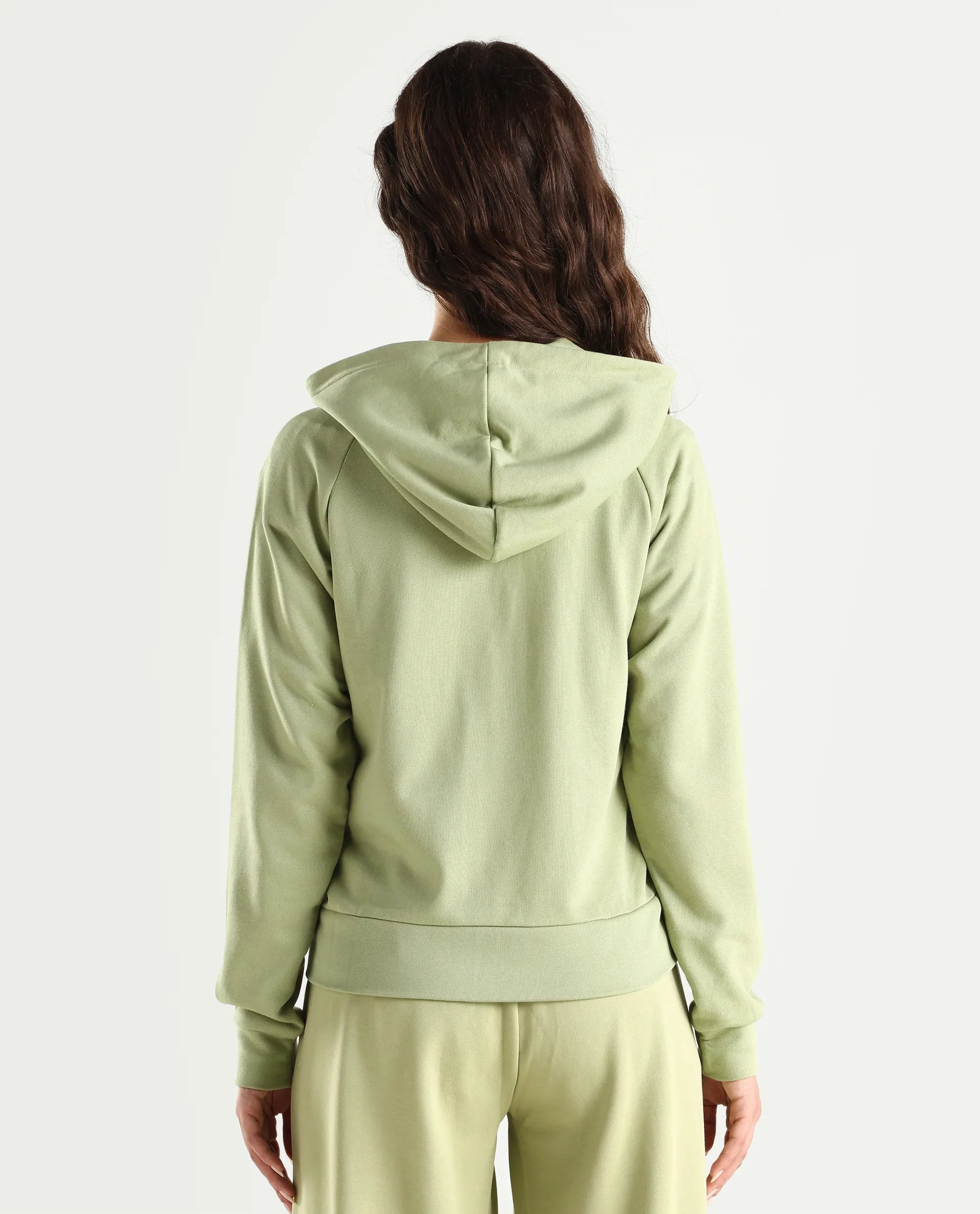 Rareism Women's Medium Weight Terry 290 Gsm Cotton Blend Hooded Plain Regular Fit Jacket