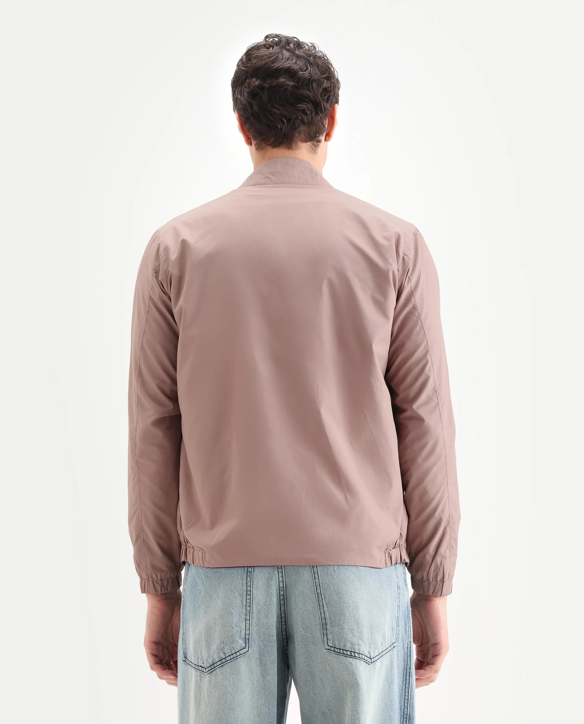 Rare Rabbit Men's Adol Maroon Polyester Plain Regular Fit Full Sleeve Mandarin Collar Jacket