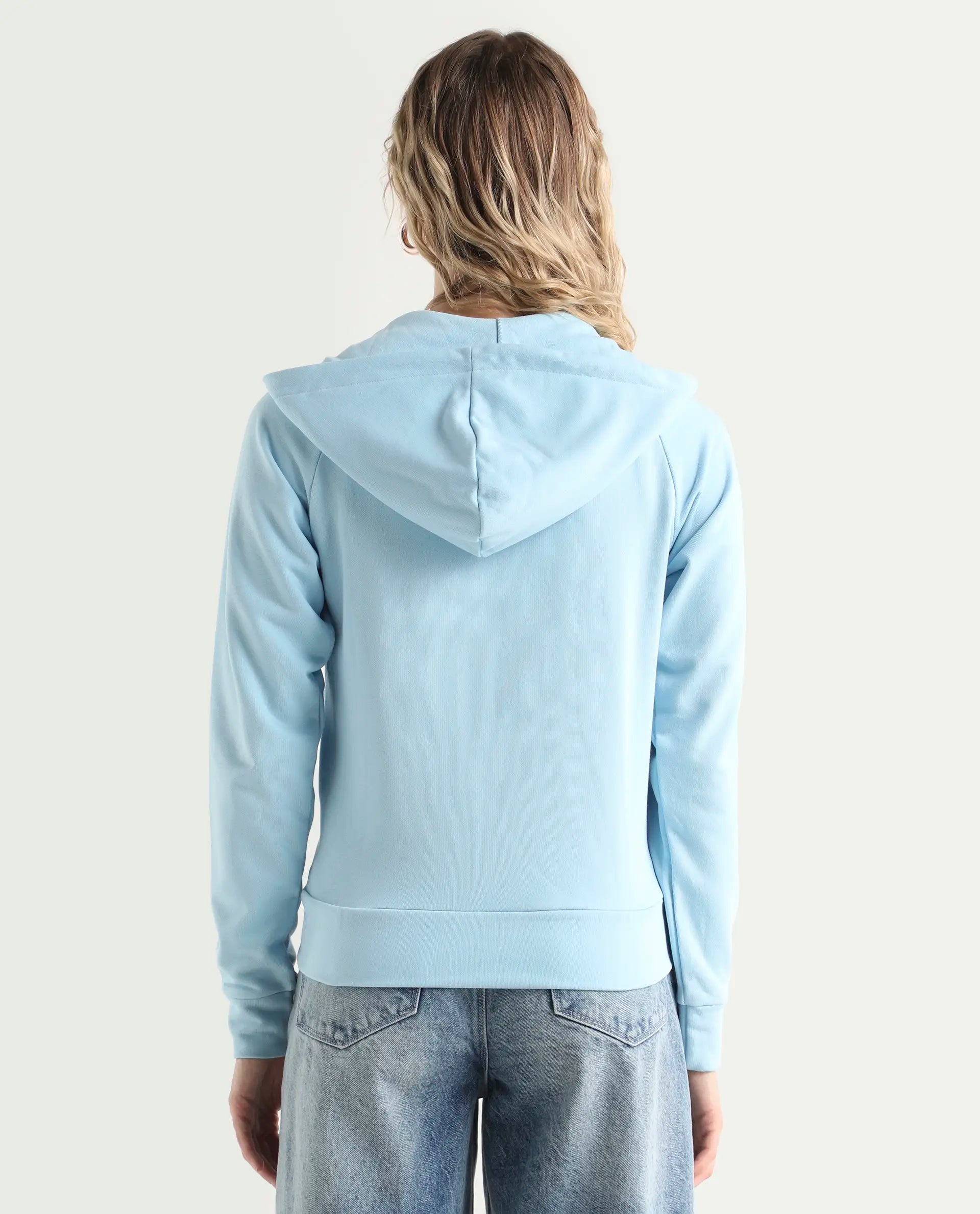 Rareism Women's Medium Weight Terry 290 Gsm Cotton Blend Hooded Plain Regular Fit Jacket