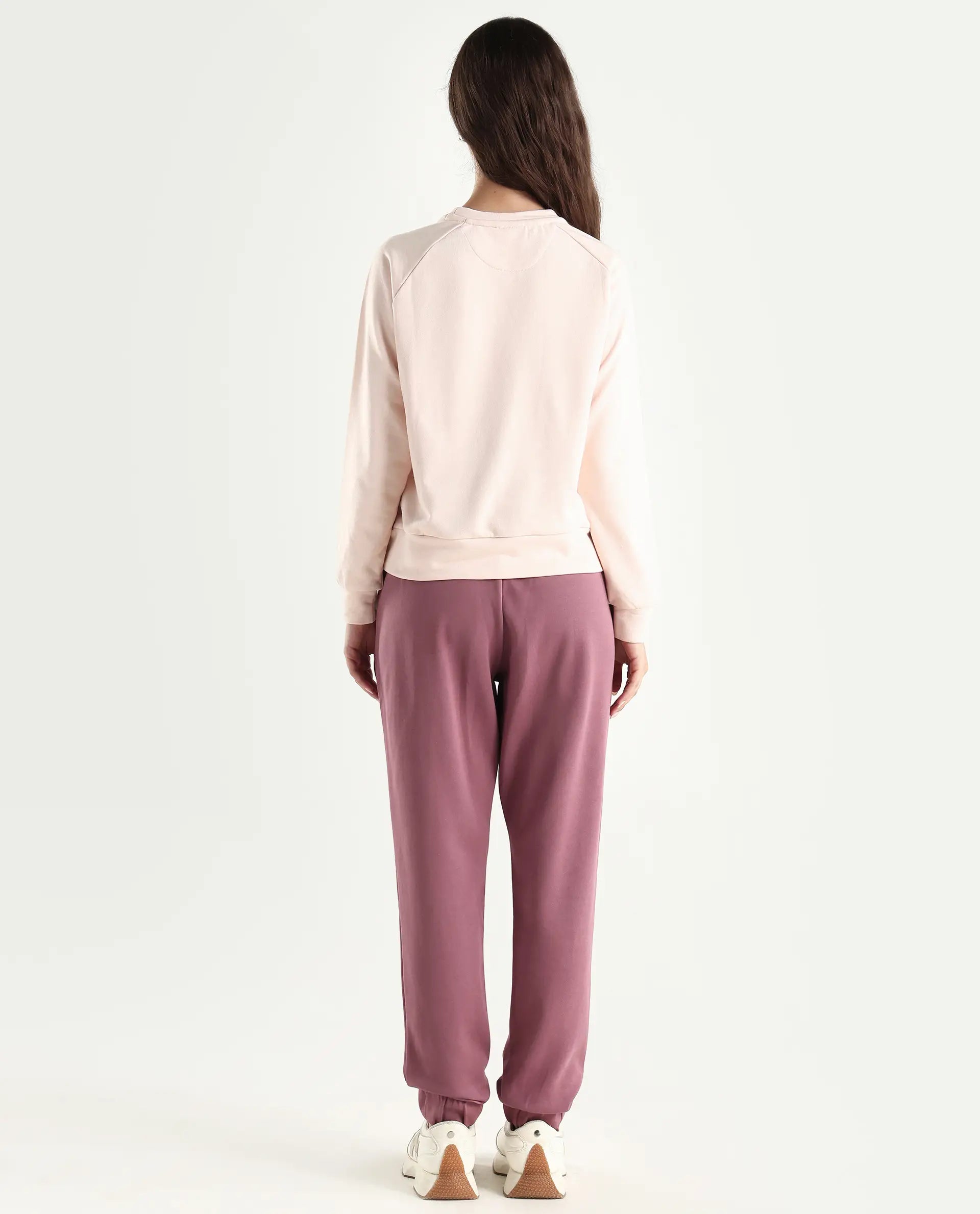 Rareism Women's Heavy Weight Interlock 340 Gsm Cotton Blend Plain Ankle Length Relaxed Fit Track Pant