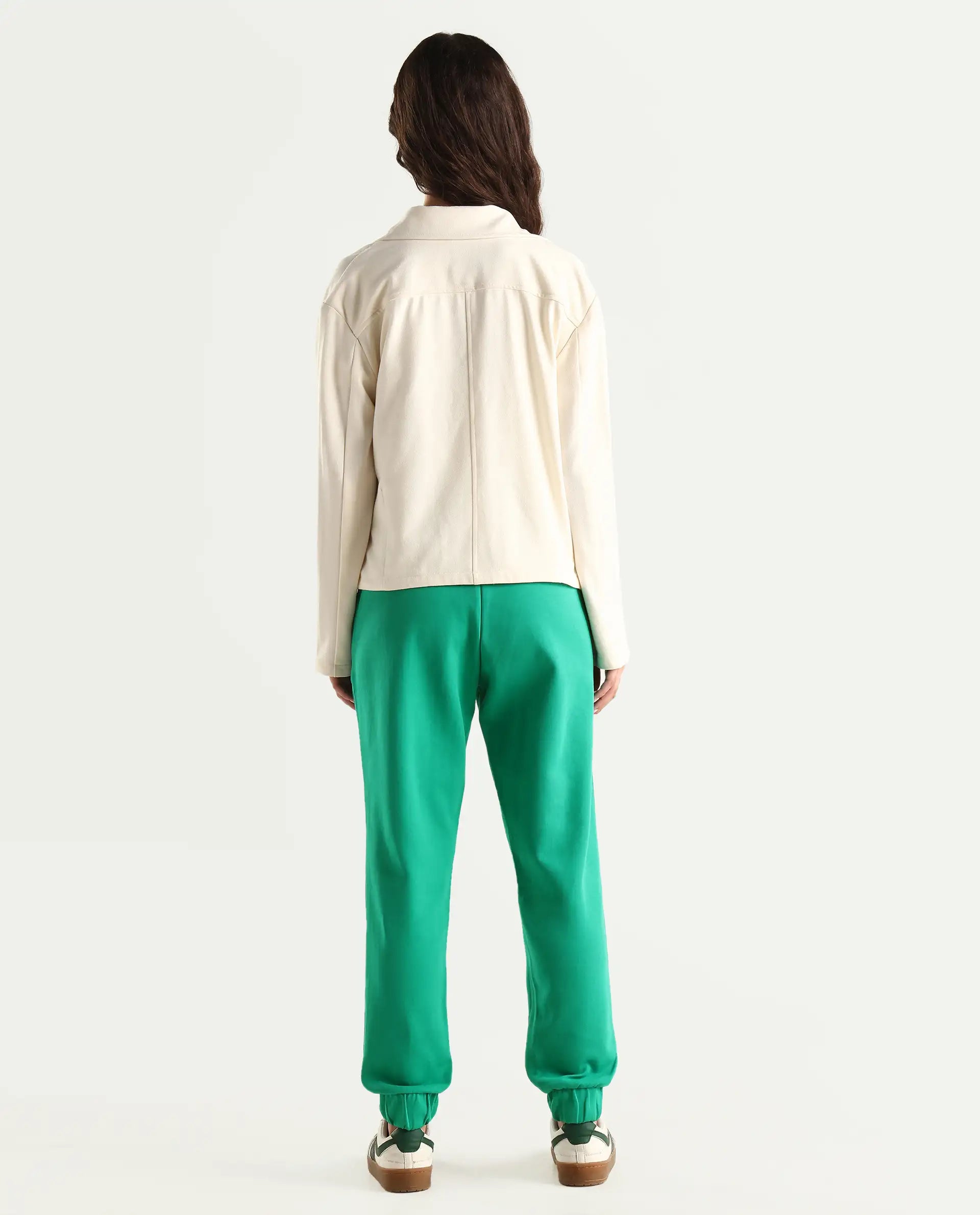 Rareism Women's Heavy Weight Interlock 340 Gsm Cotton Blend Plain Ankle Length Relaxed Fit Track Pant