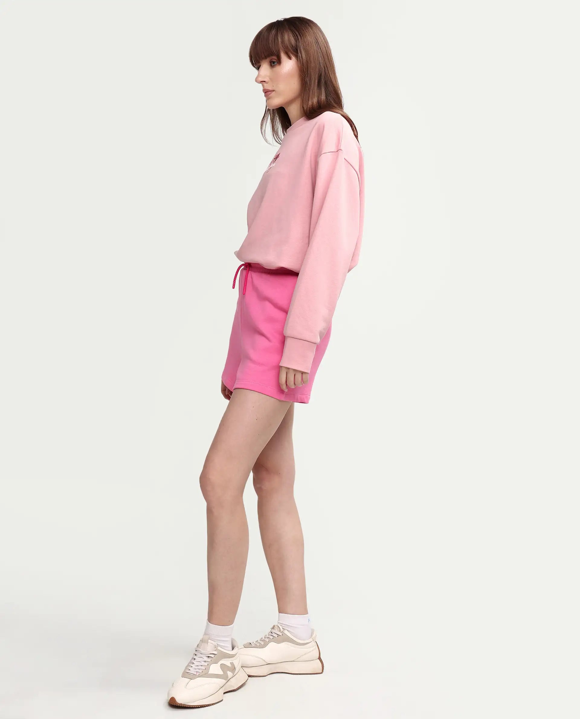 Rareism Women's Medium Weight Terry 290 Gsm Cotton Blend Plain Mini Relaxed Fit Shorts