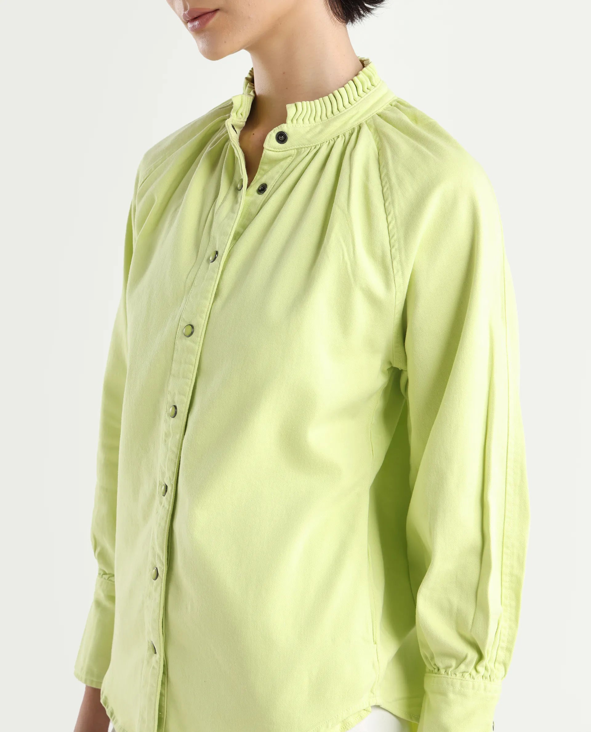 Rareism Women's Bellona Green Cotton Sweetheart Neck Plain Regular Fit Jacket