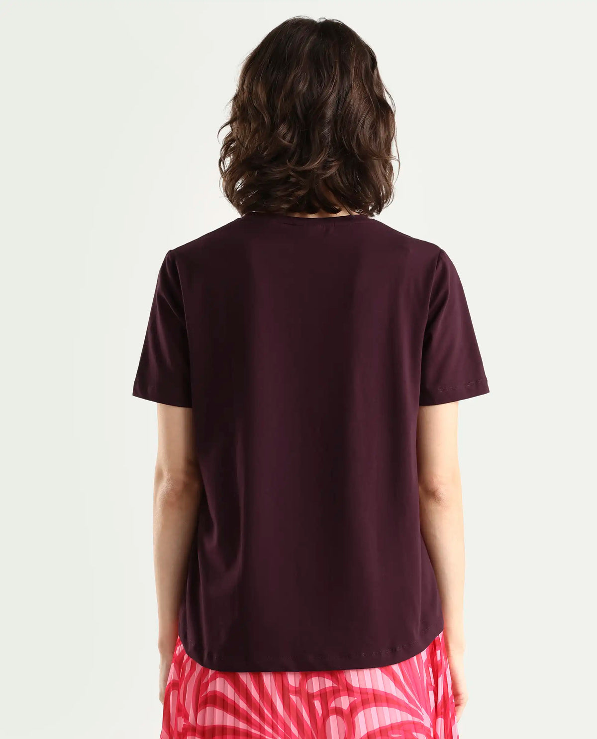 Rareism Women's Light Weight High Stretch 180 Gsm Cotton V-Neck Plain Regular Fit T-Shirt