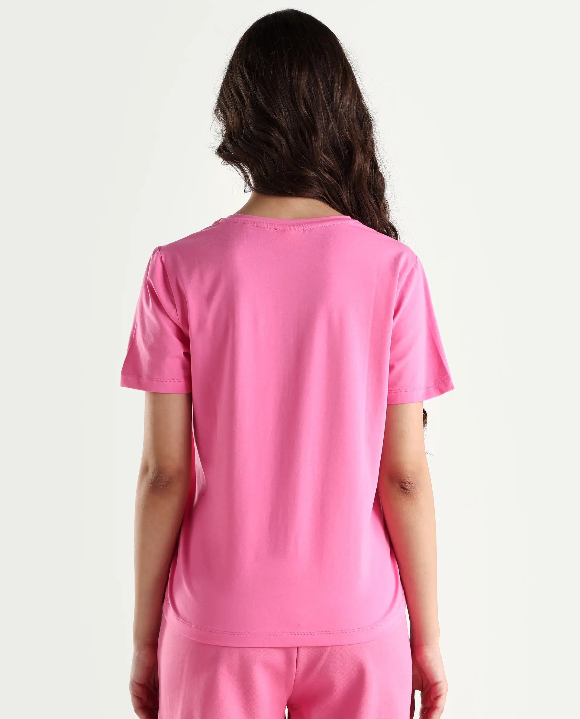 Rareism Women's Light Weight High Stretch 180 Gsm Cotton V-Neck Plain Regular Fit T-Shirt