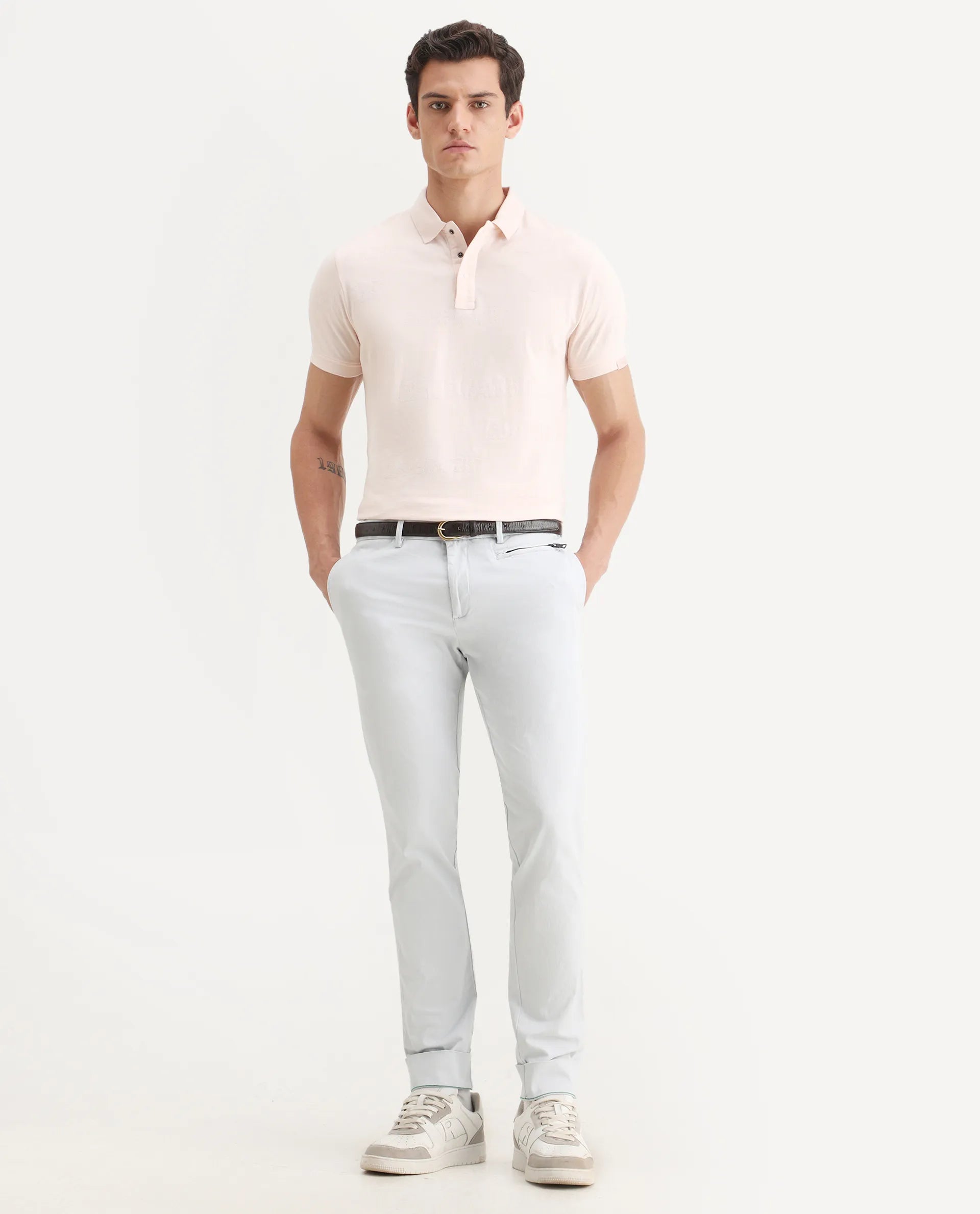 Rare Rabbit Men's Set Pink Cotton Jacquard Regular Fit Half Sleeve Polo