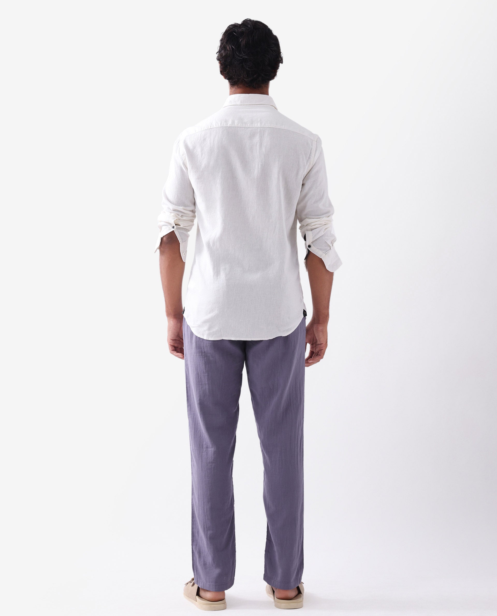 Rare Rabbit Men's Pastor Light Purple Cotton Plain Regular Fit Trouser