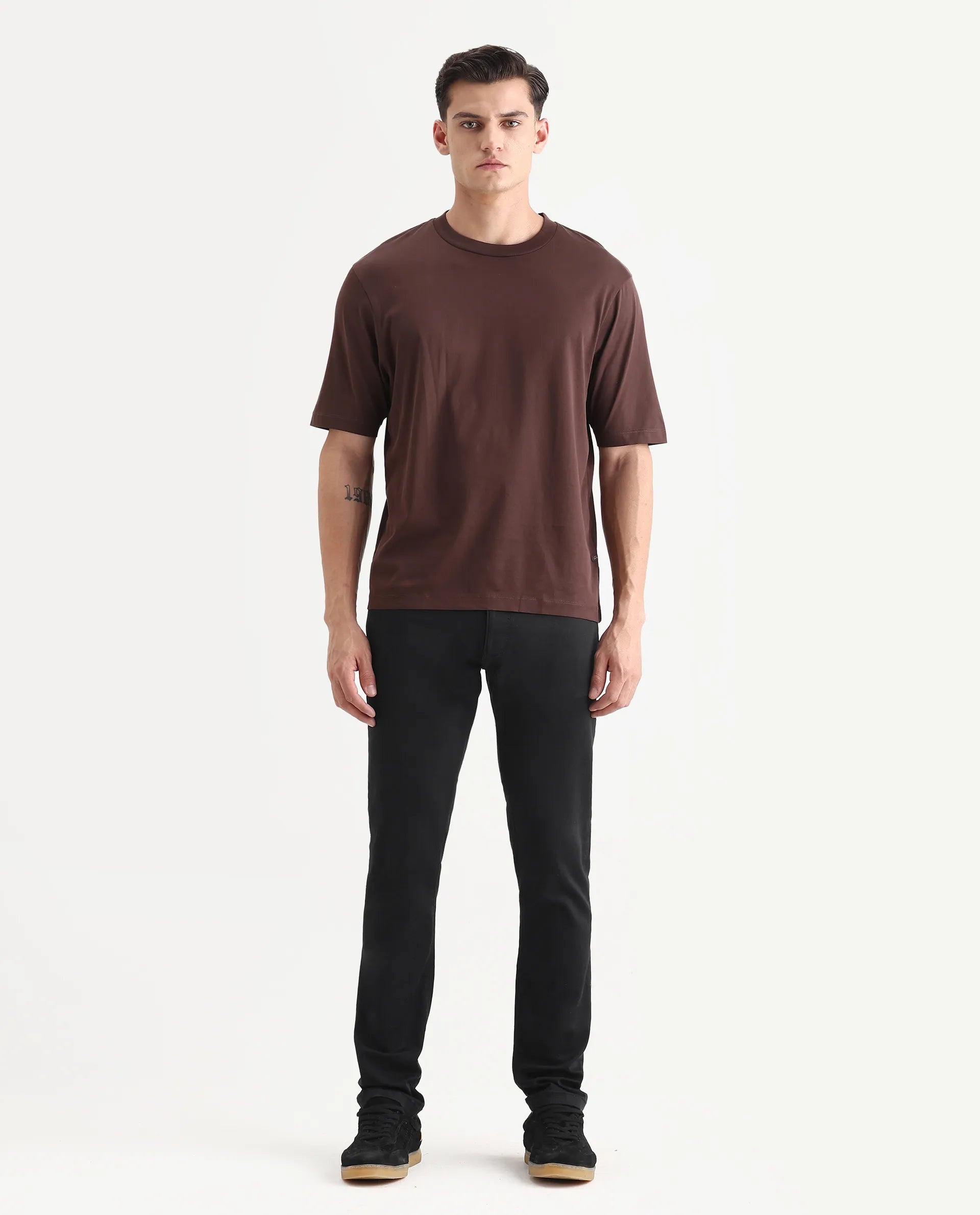 Rare Rabbit Men's Radley Black Cotton Plain Hawk Slim Fit Jeans