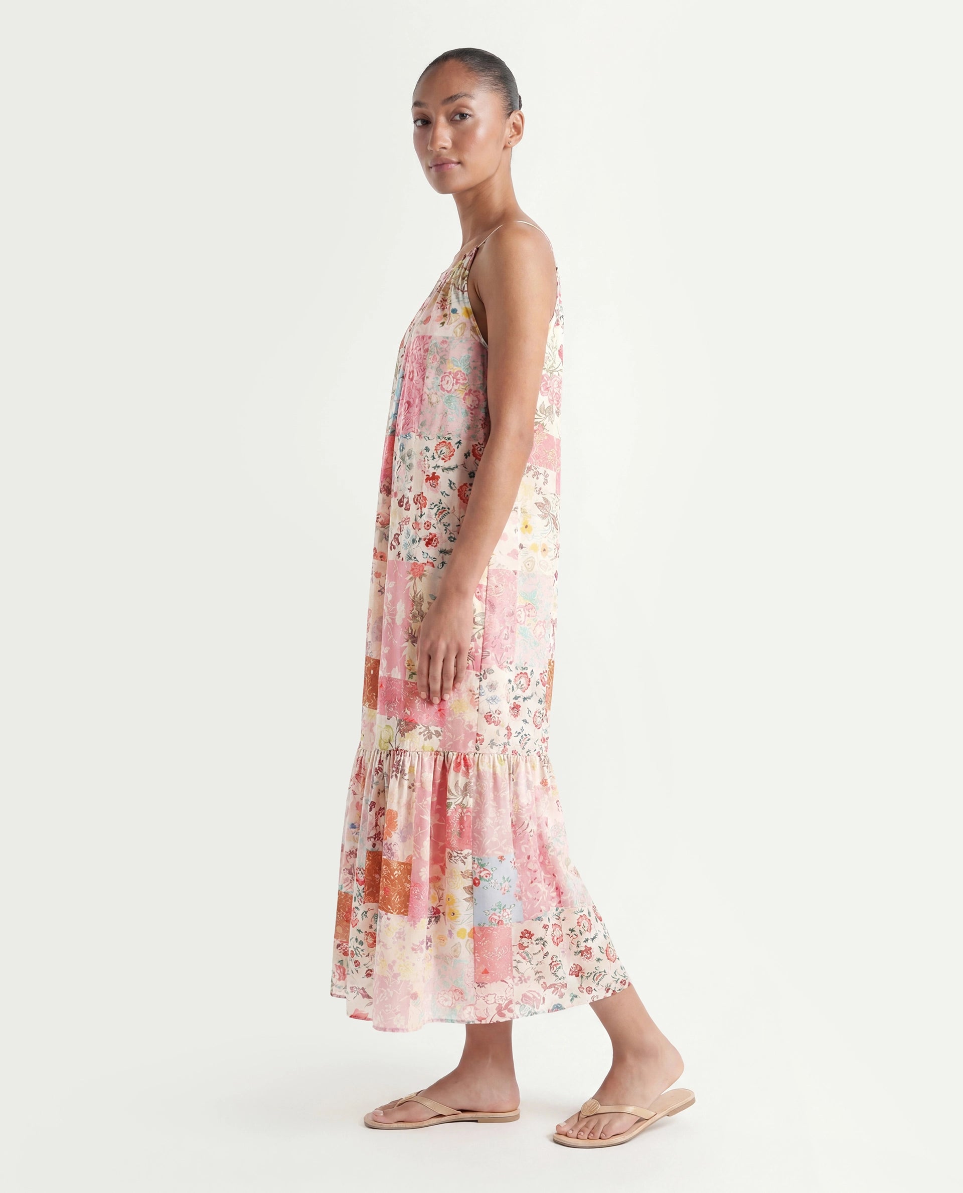 Rareism Women's Katie Multi Polyester Shoulder Strap Floral Print Shoulder Strap Maxi Regular Fit Dress