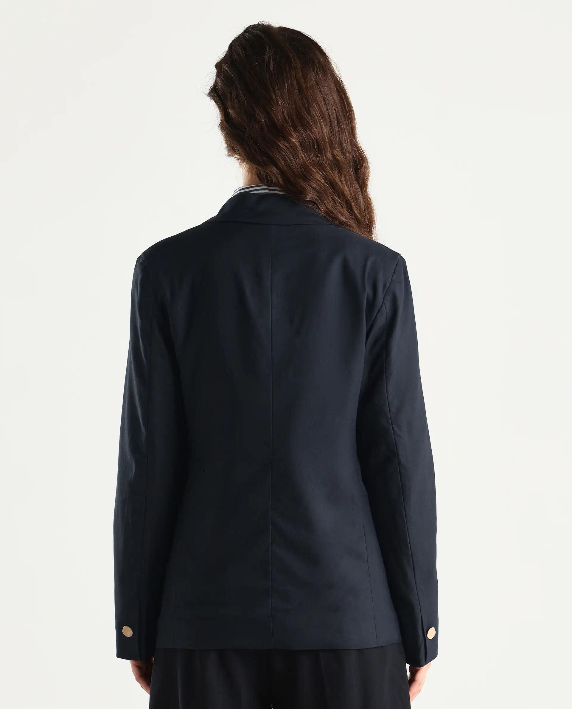 Rareism Women's Ziva Black Polyester Lapel Neck Plain Tailored Blazer