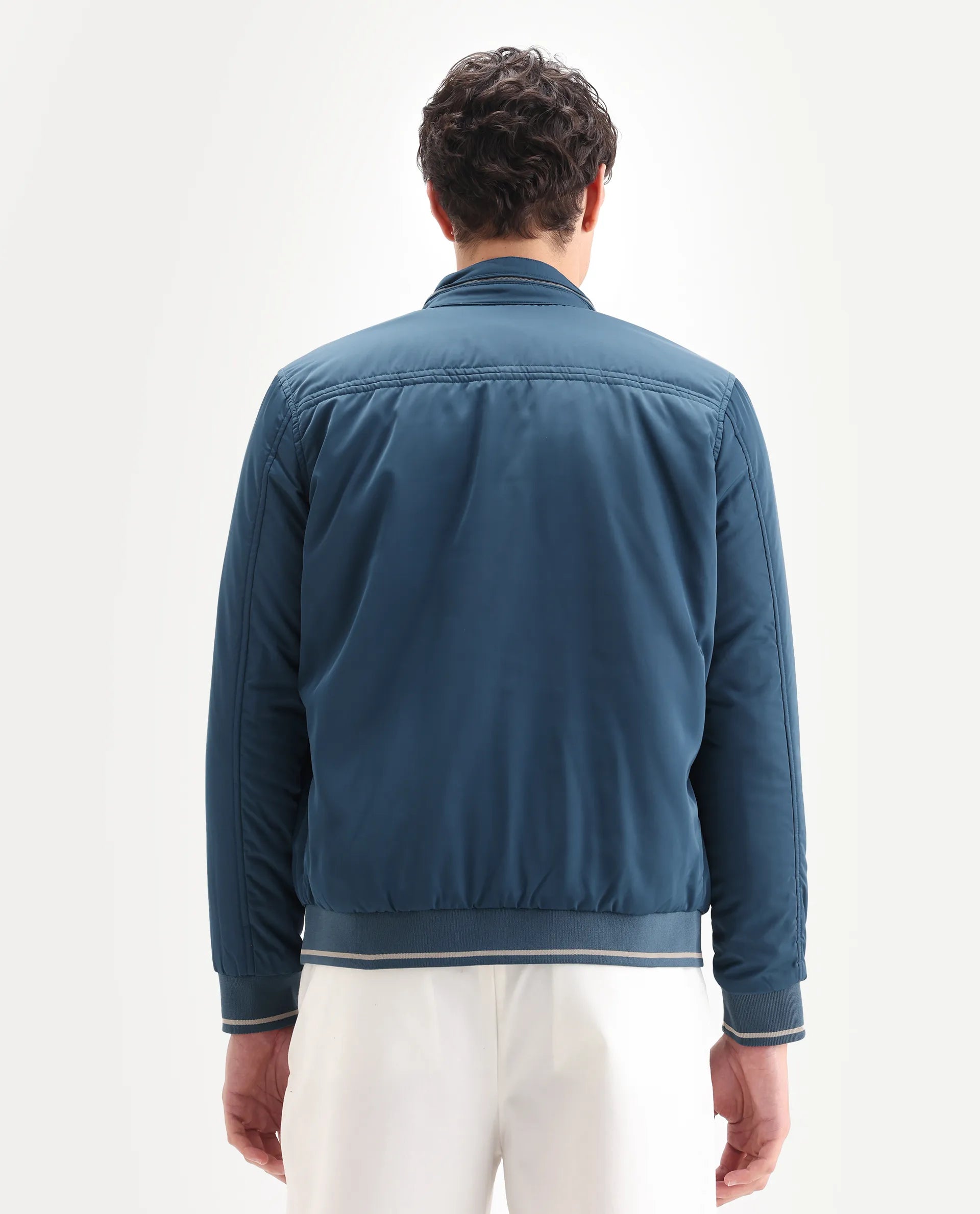 Rare Rabbit Men's Royban Beige Polyester Plain Regular Fit Full Sleeve Mandarin Collar Jacket