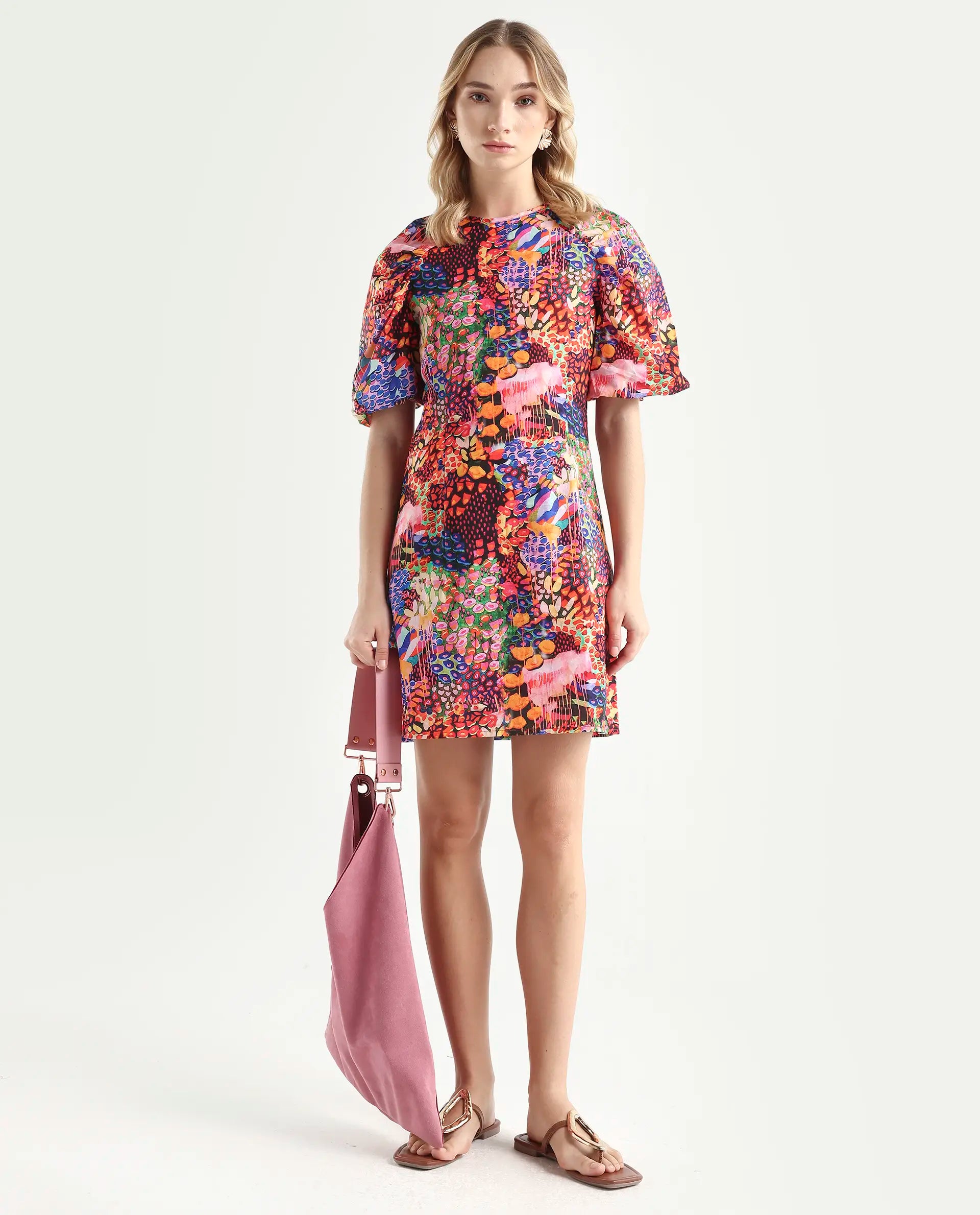 Buy Scott - Multi Floral Print Mini Dress| Rareism Buy Scott - Multi Floral Print Mini Dress| Rareism