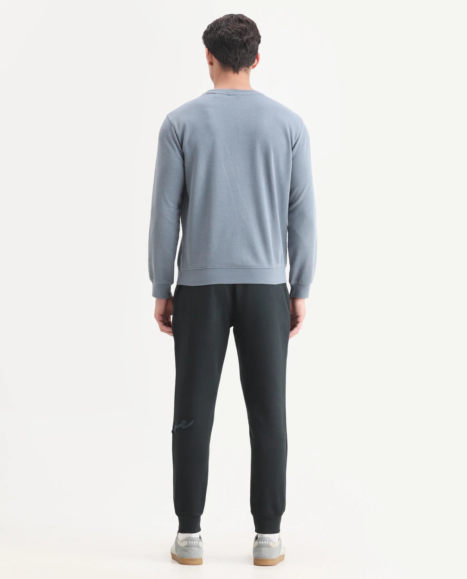 Rare Rabbit Men's Callan Dark Green Cotton Embroidered Regular Fit Track Pant