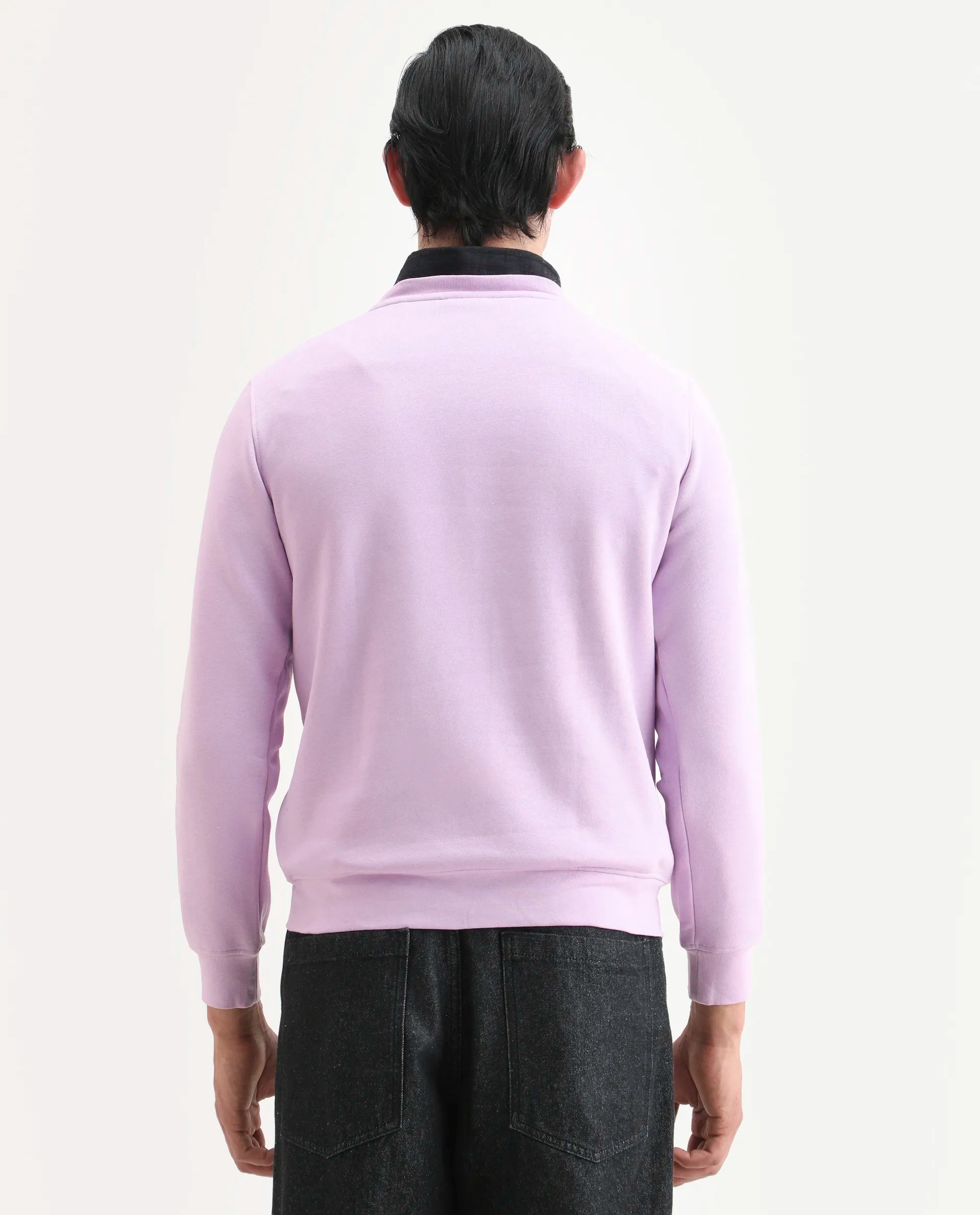 Rare Rabbit Men's Nomic Pastel Purple Cotton Graphic Print Regular Fit Full Sleeve Crew Neck Sweatshirt