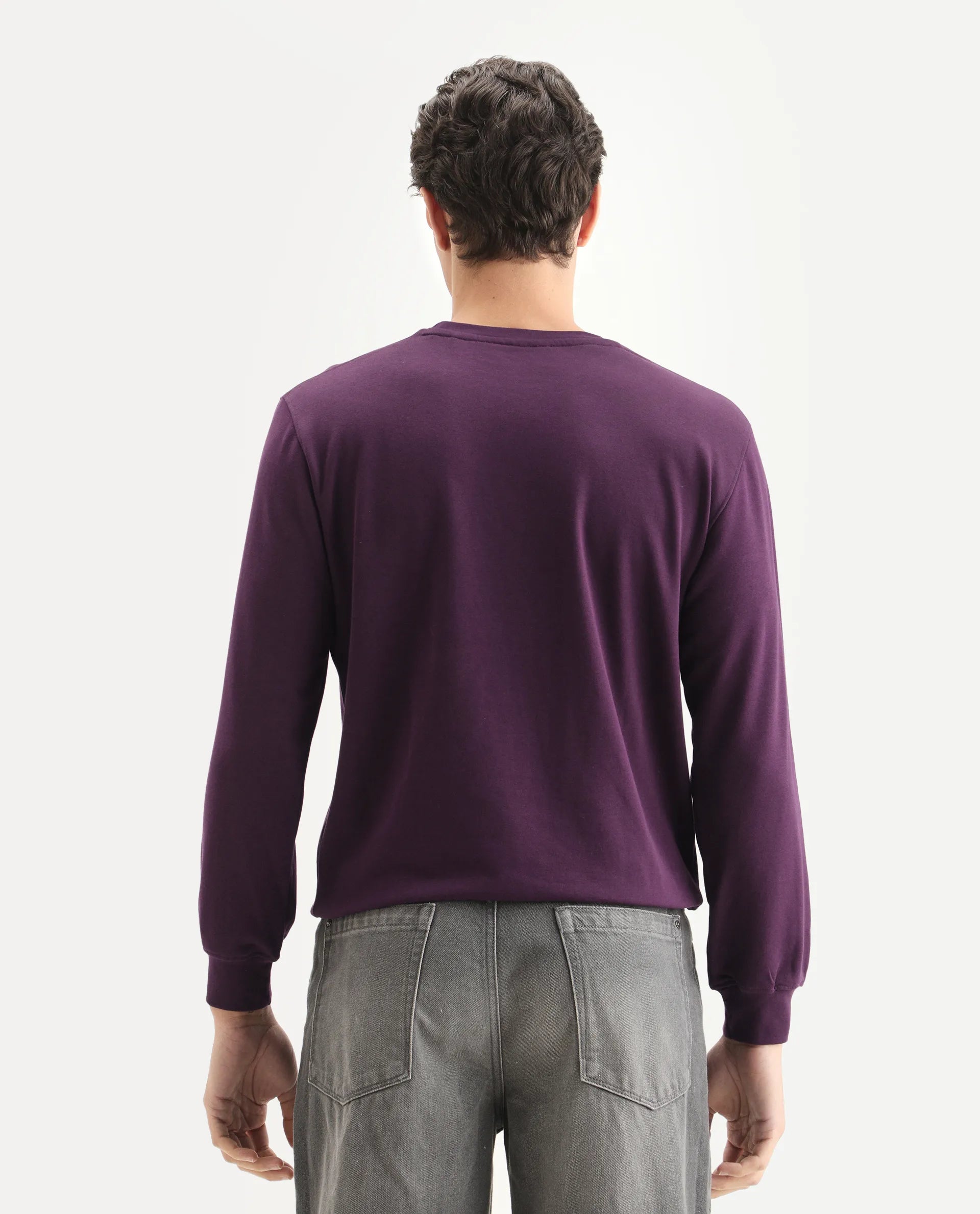 Rare Rabbit Men's Praise Maroon Cotton Graphic Print Relaxed Fit Full Sleeve Crew Neck Sweatshirt