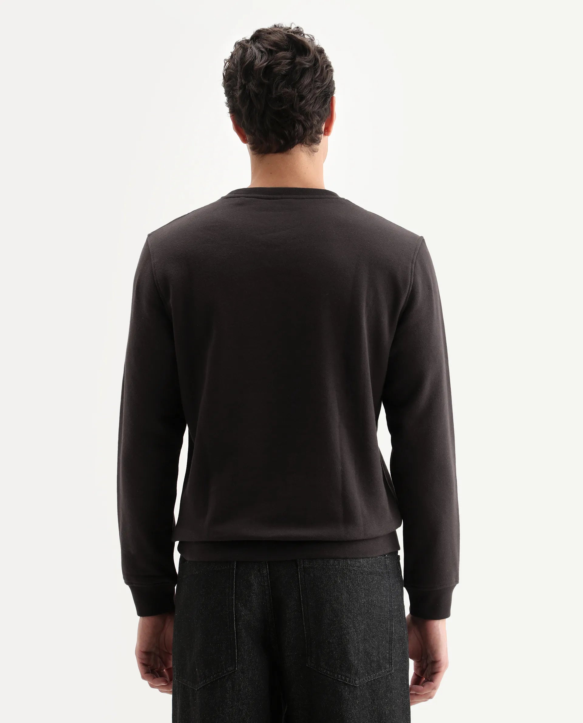 Rare Rabbit Men's Voir Dark Maroon Cotton Graphic Print Regular Fit Full Sleeve Crew Neck Sweatshirt