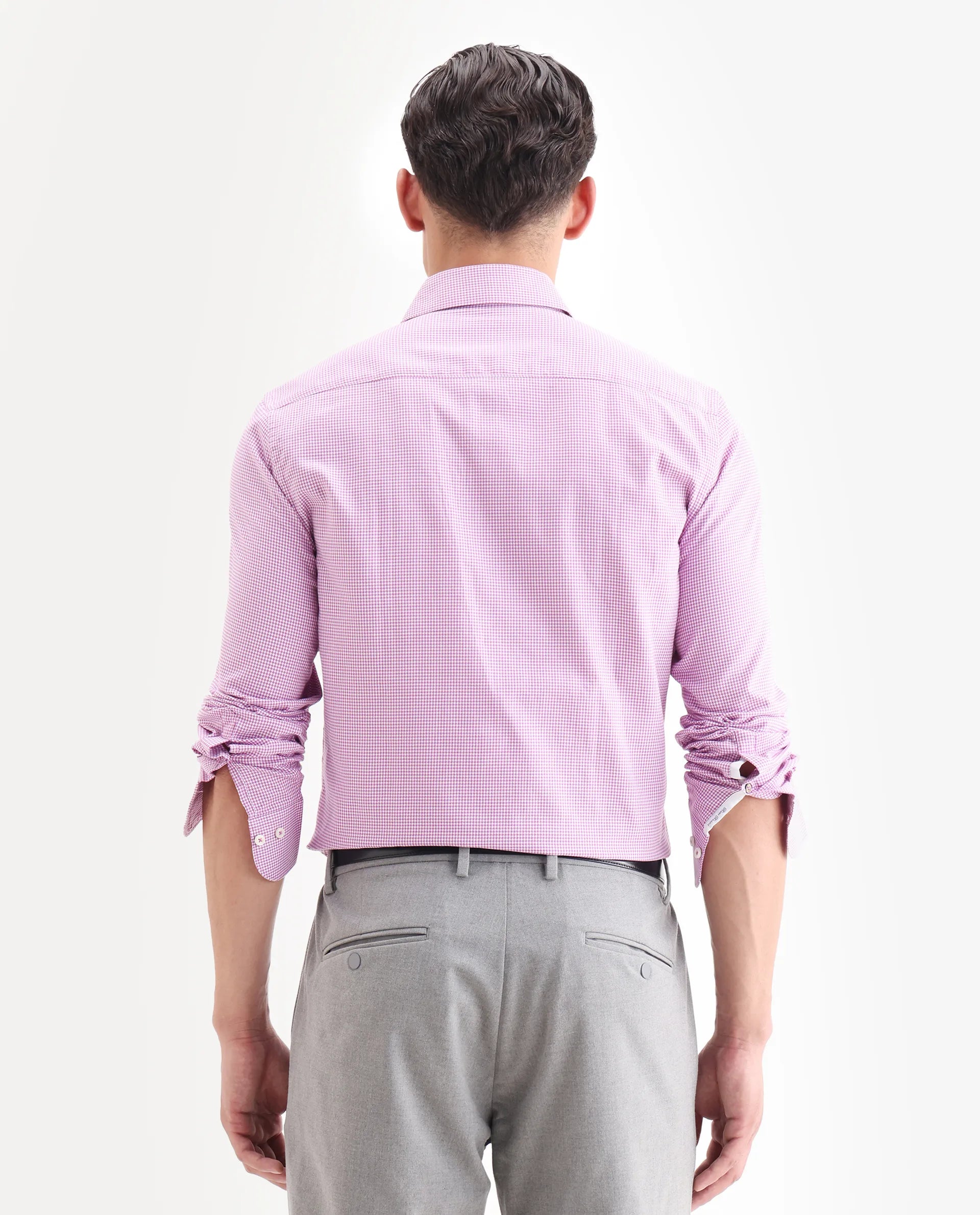 Rare Rabbit Men's Genium Pink Cotton Checked Print Tailored Fit Full Sleeve Collared Shirt