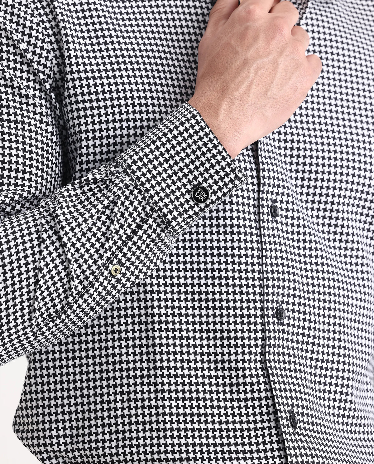 Rare Rabbit Men's Jader Black Cotton Checked Print Regular Fit Full Sleeve Collared Shirt