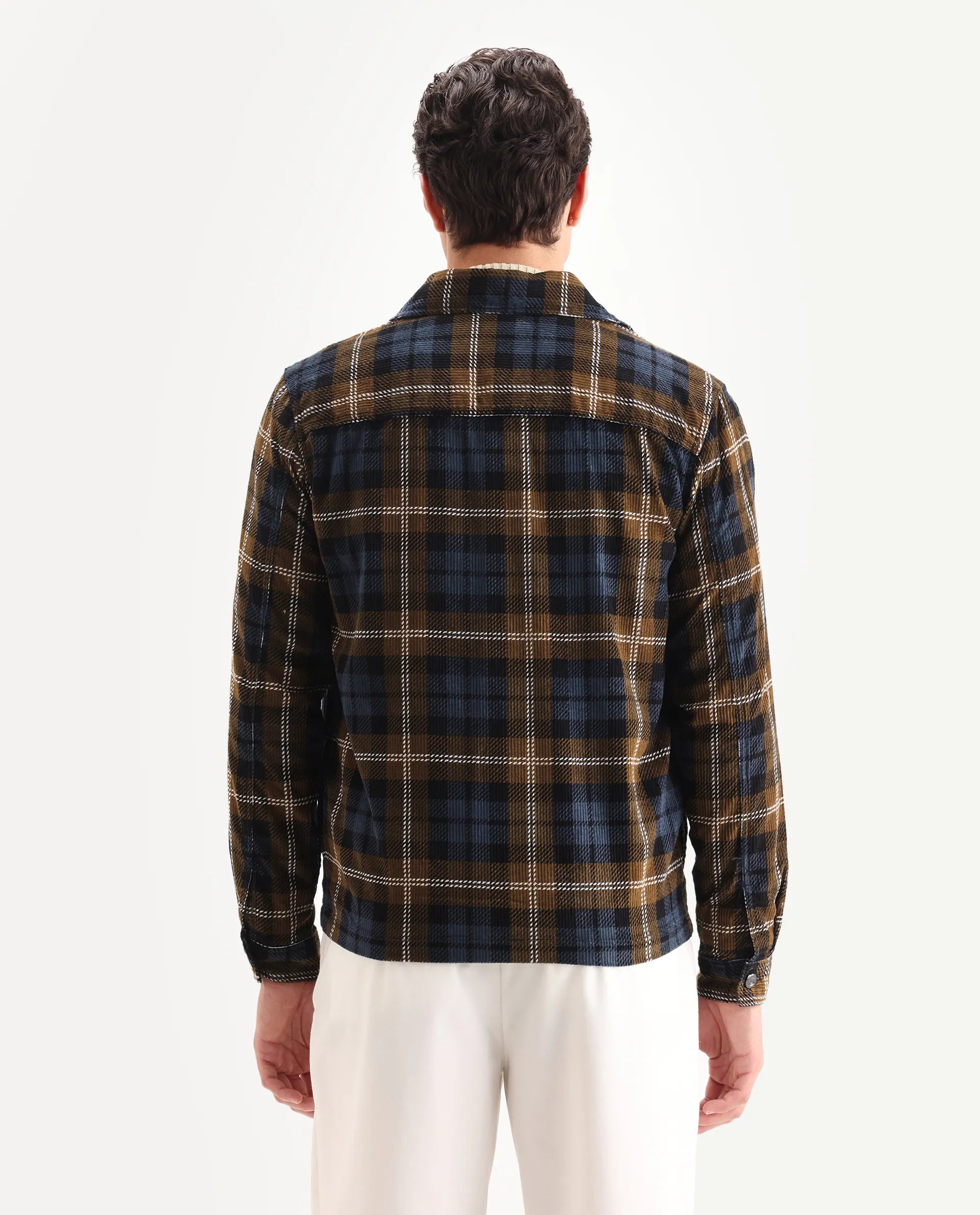 Rare Rabbit Men's Marino Black Cotton Checked Print Relaxed Fit Full Sleeve Collared Shacket