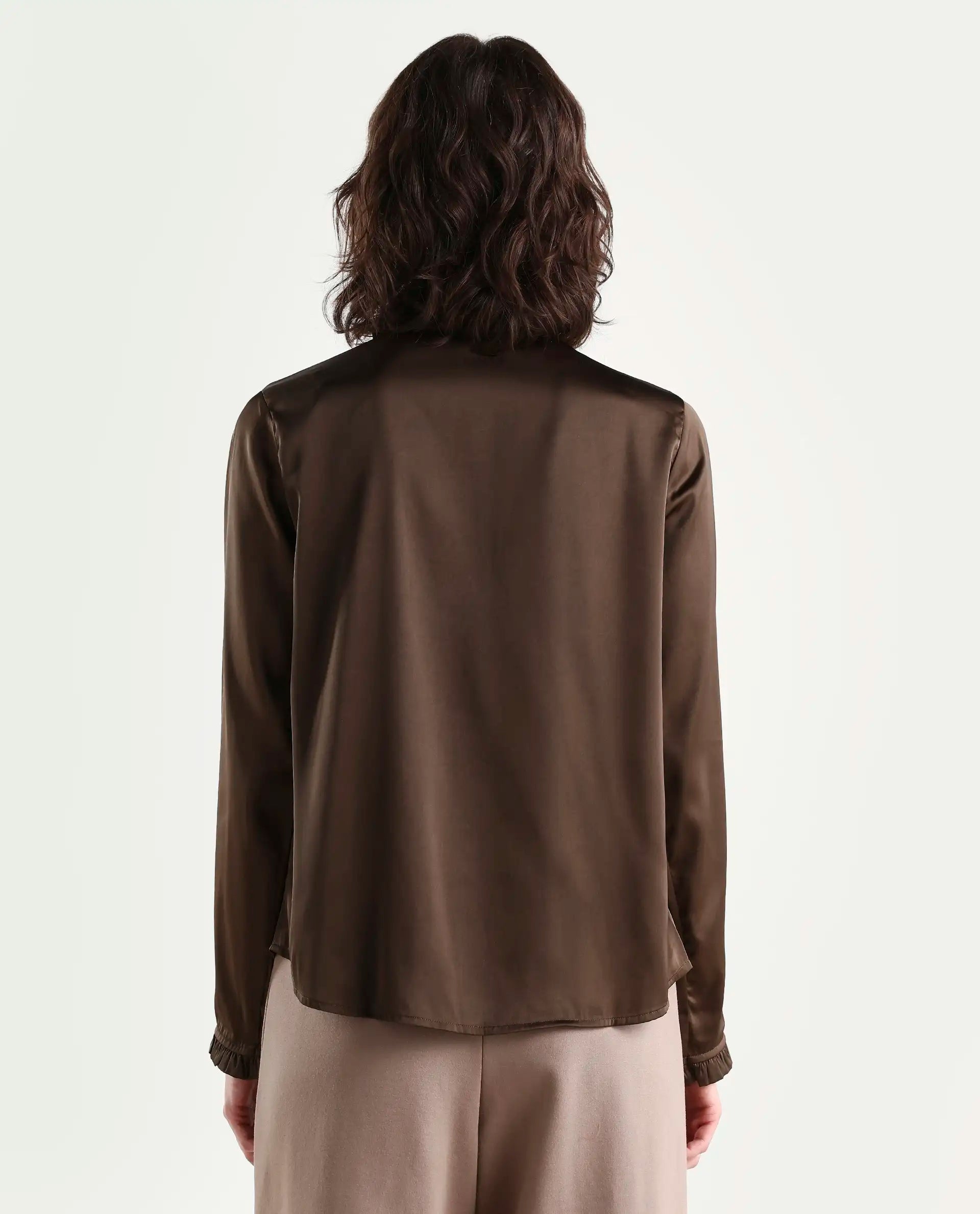 Rareism Women's Uitson Dark Olive Polyester Sweetheart Neck Plain Raglan Sleeve Relaxed Fit Top