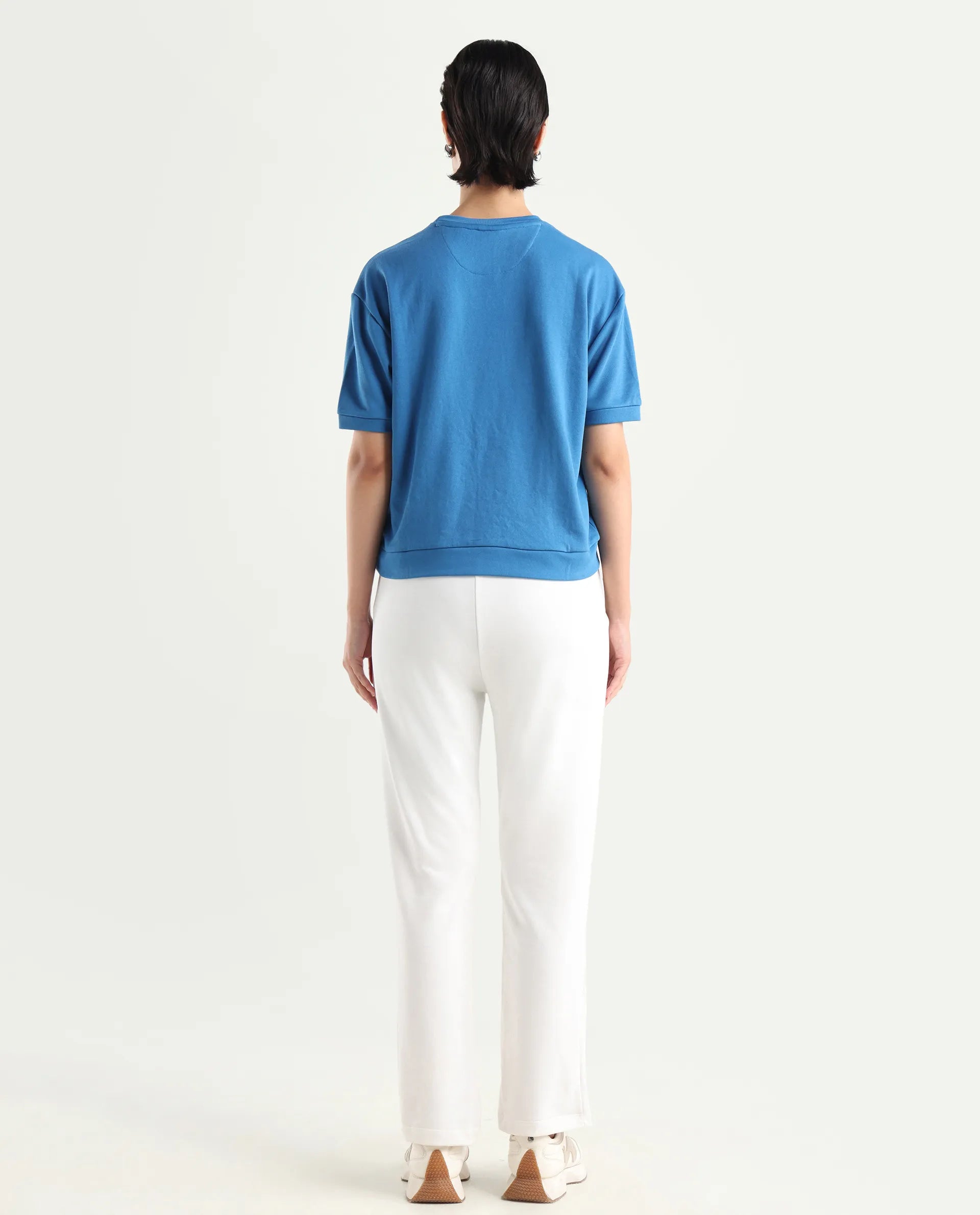Rareism Women's Fronk Off White Polyester Blend Plain Ankle Length Tailored Track Pant