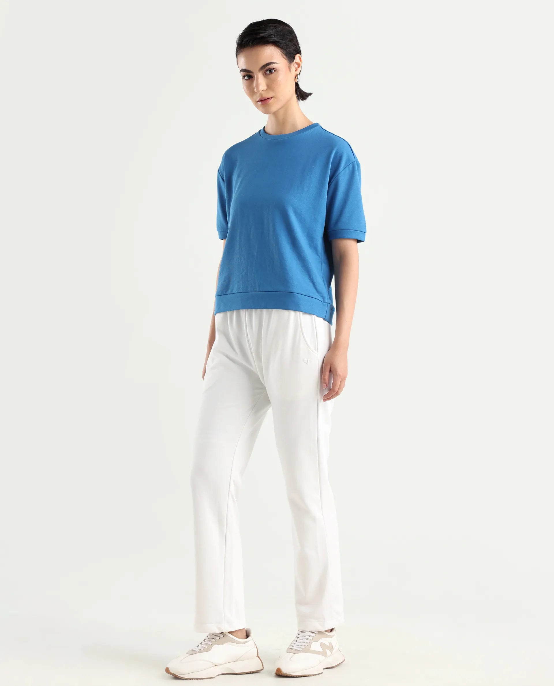 Rareism Women's Fronk Off White Polyester Blend Plain Ankle Length Tailored Track Pant