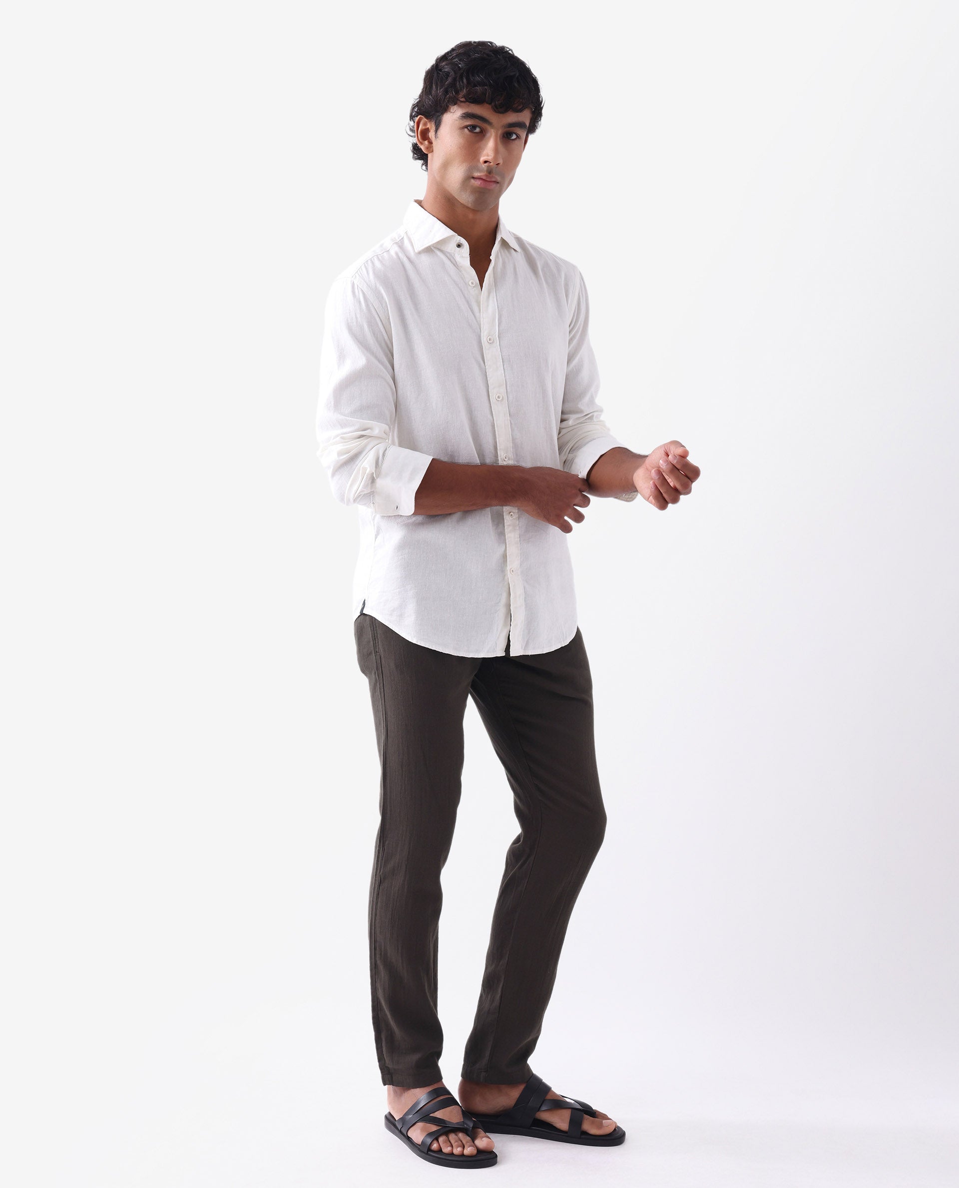 Rare Rabbit Men's Pastor 2 Brown Cotton Plain Regular Fit Trouser