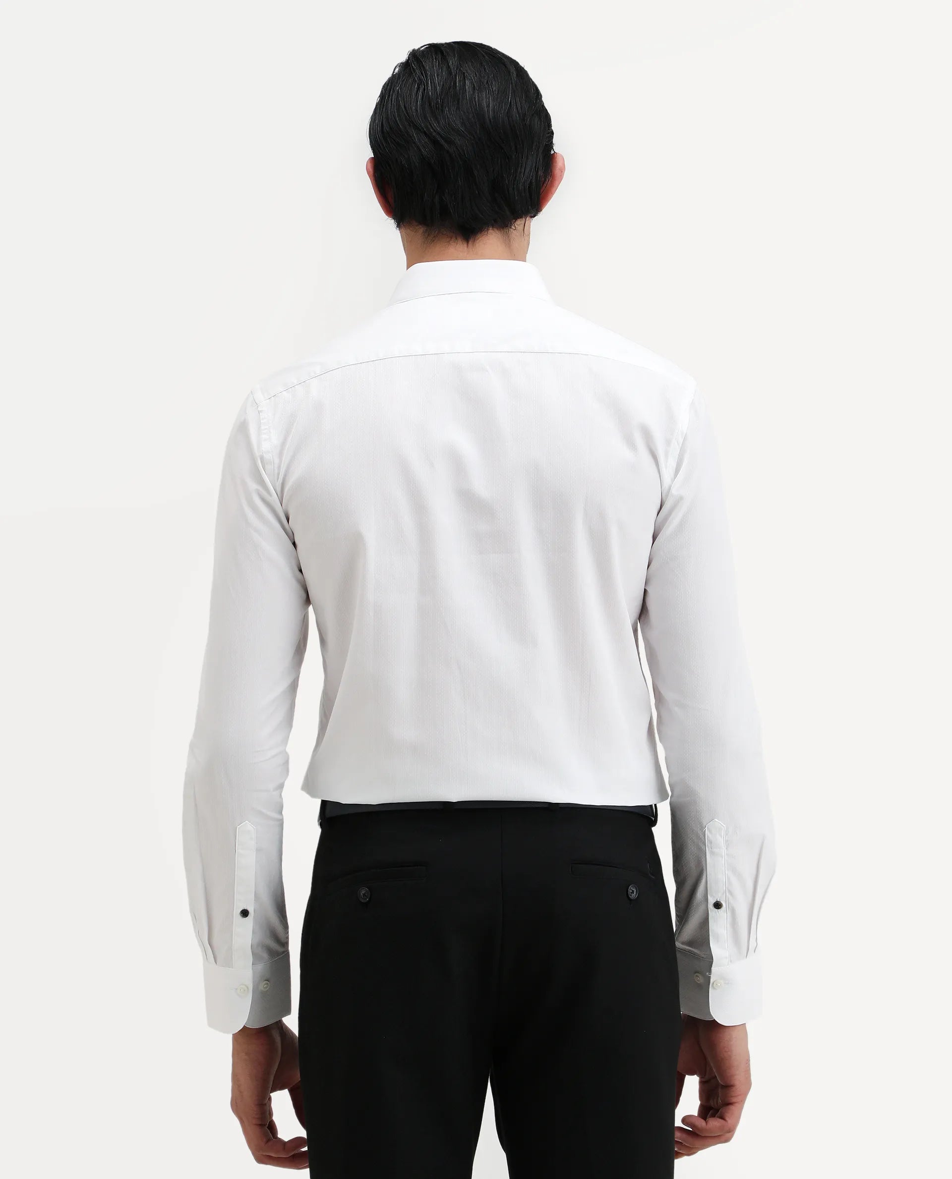 Rare Rabbit Men's Erlane White Cotton Plain Regular Fit Full Sleeve Collared Shirt