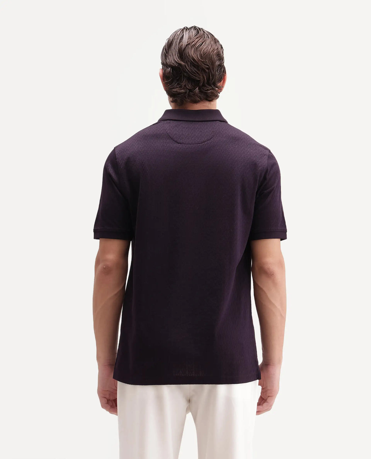 Rare Rabbit Men's Guild Statement Dafo Purple Cotton Jacquard Regular Fit Half Sleeve Polo