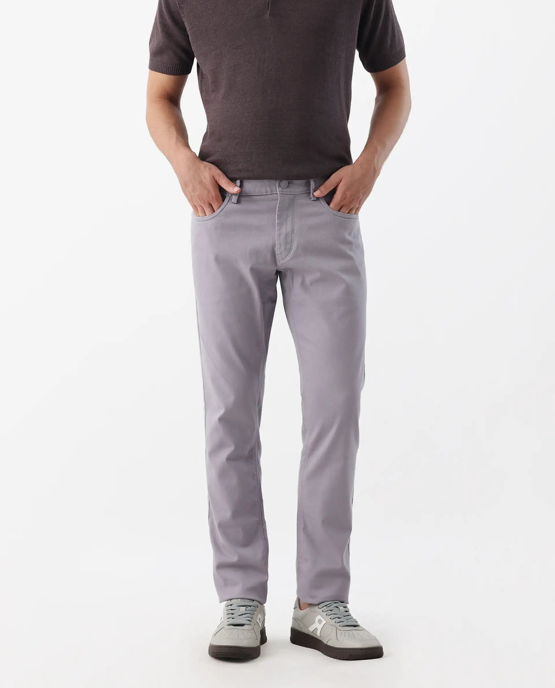 Rare Rabbit Men's Spoke -24 Pastel Purple Cotton Blend Plain Regular Fit Trouser