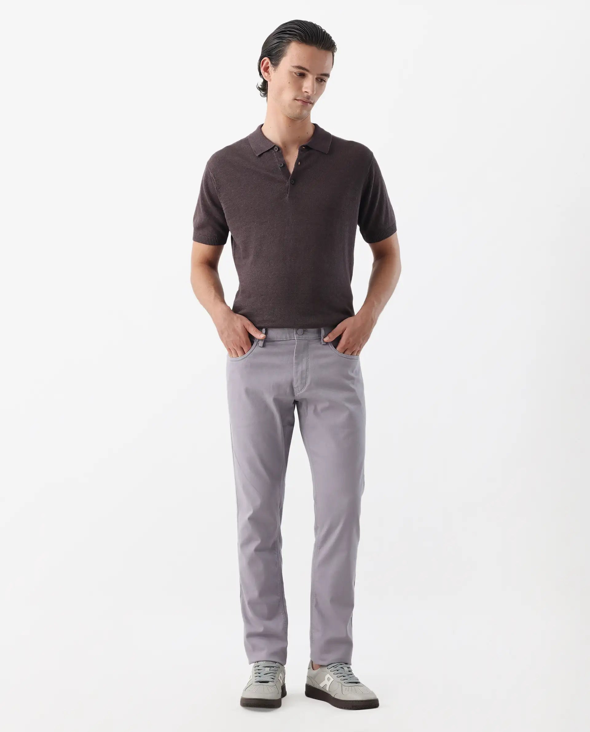 Rare Rabbit Men's Spoke -24 Pastel Purple Cotton Blend Plain Regular Fit Trouser