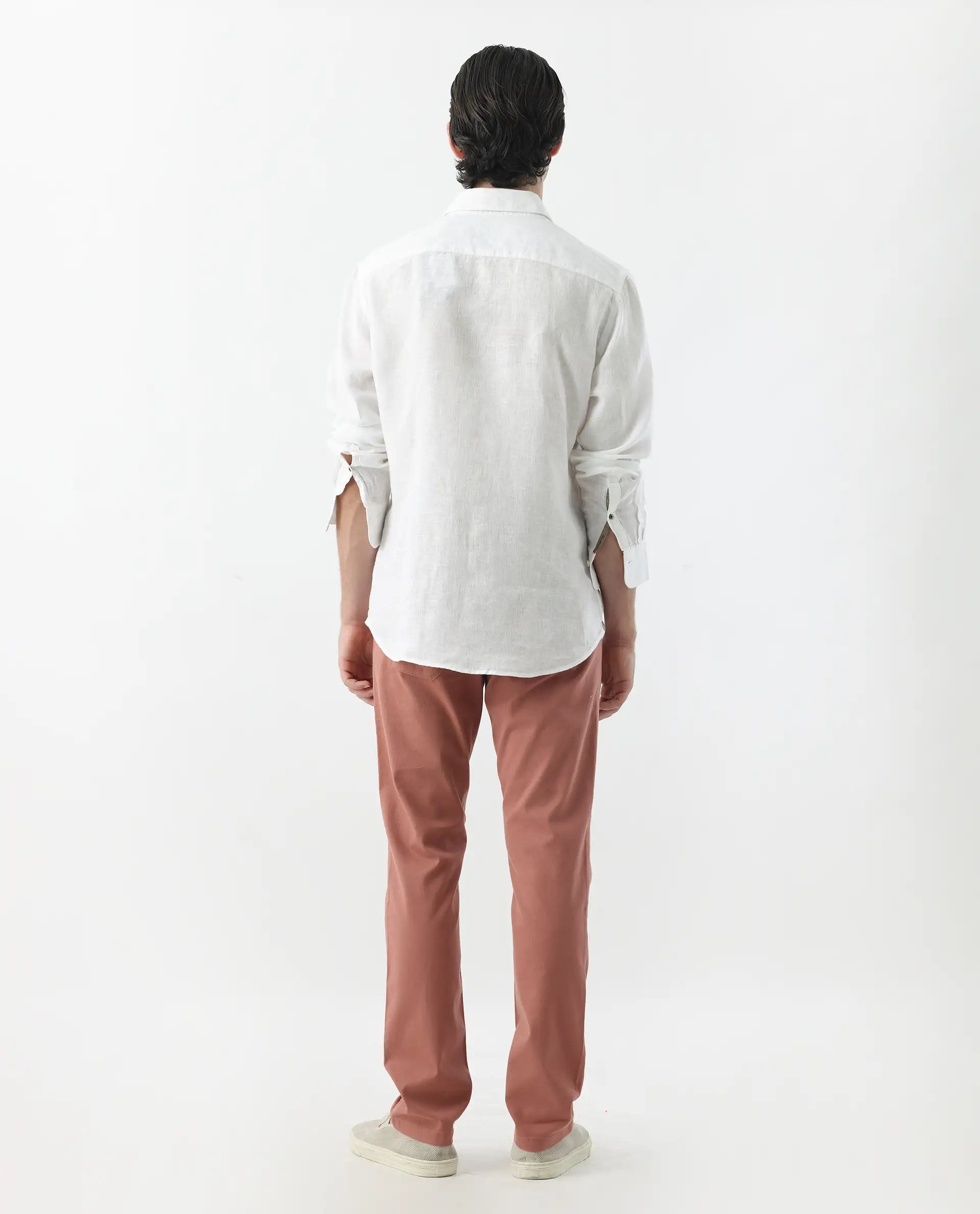 Rare Rabbit Men's Spoke 24 Rust Cotton Blend Plain Regular Fit Trouser