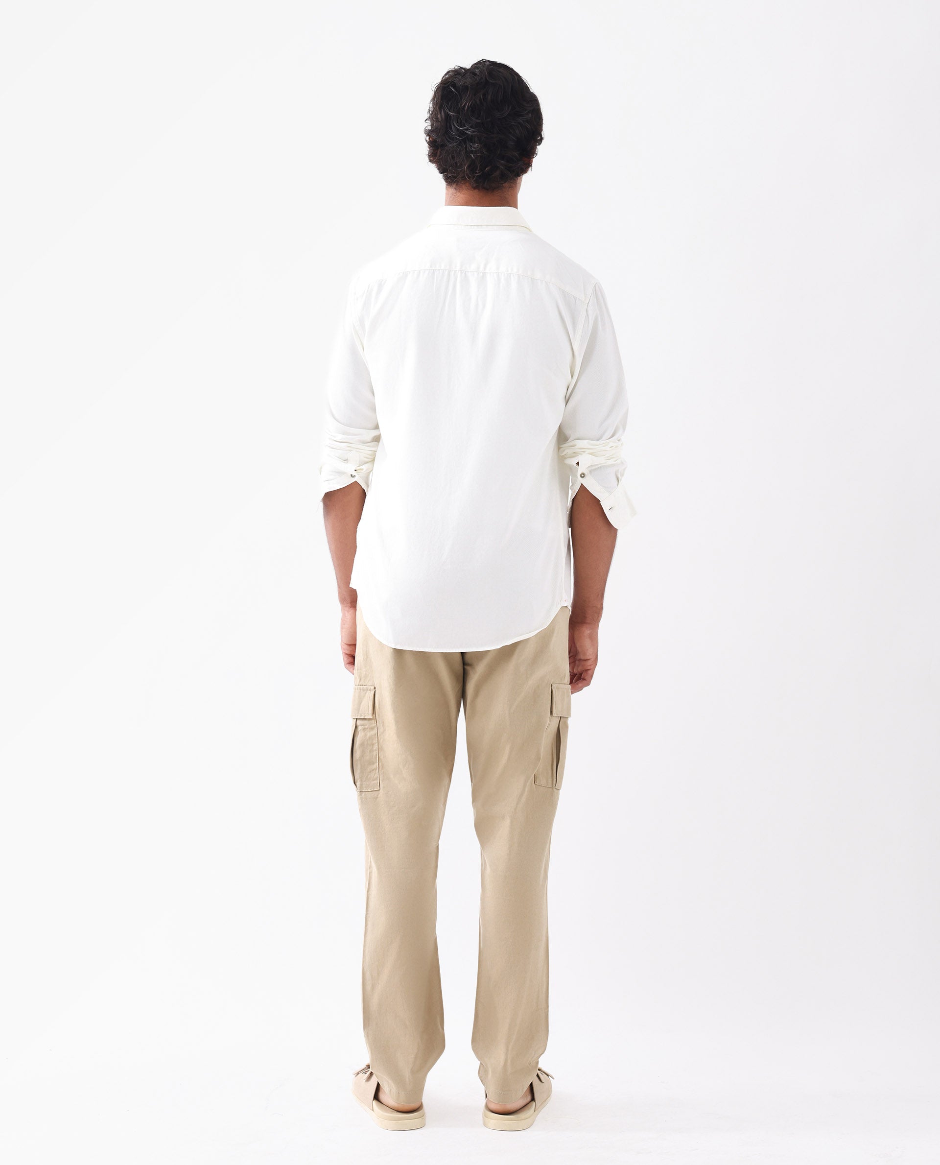 Rare Rabbit Men's Apex Beige Linen Blend Plain Regular Fit Trouser