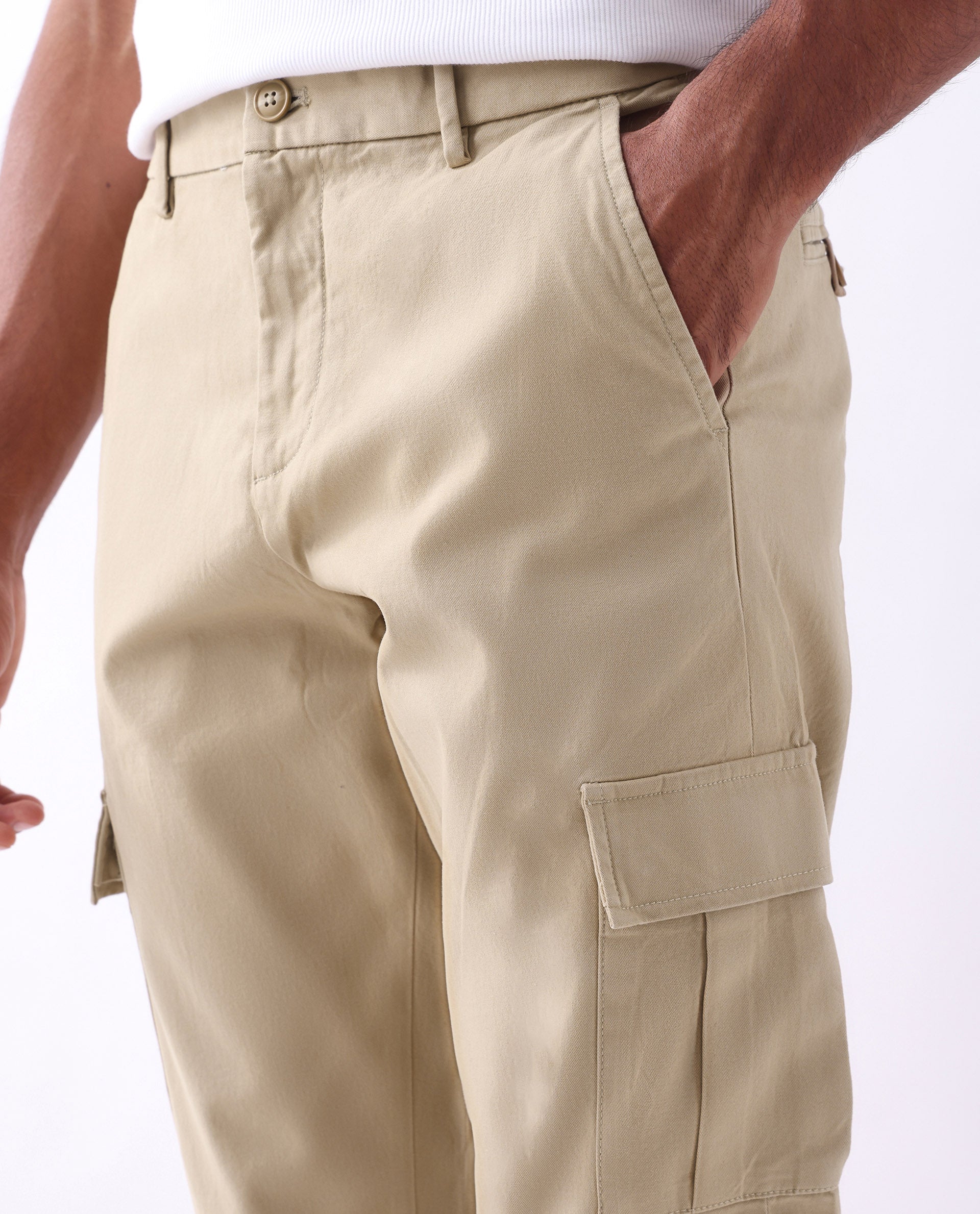 Rare Rabbit Men's Apex Beige Linen Blend Plain Regular Fit Trouser