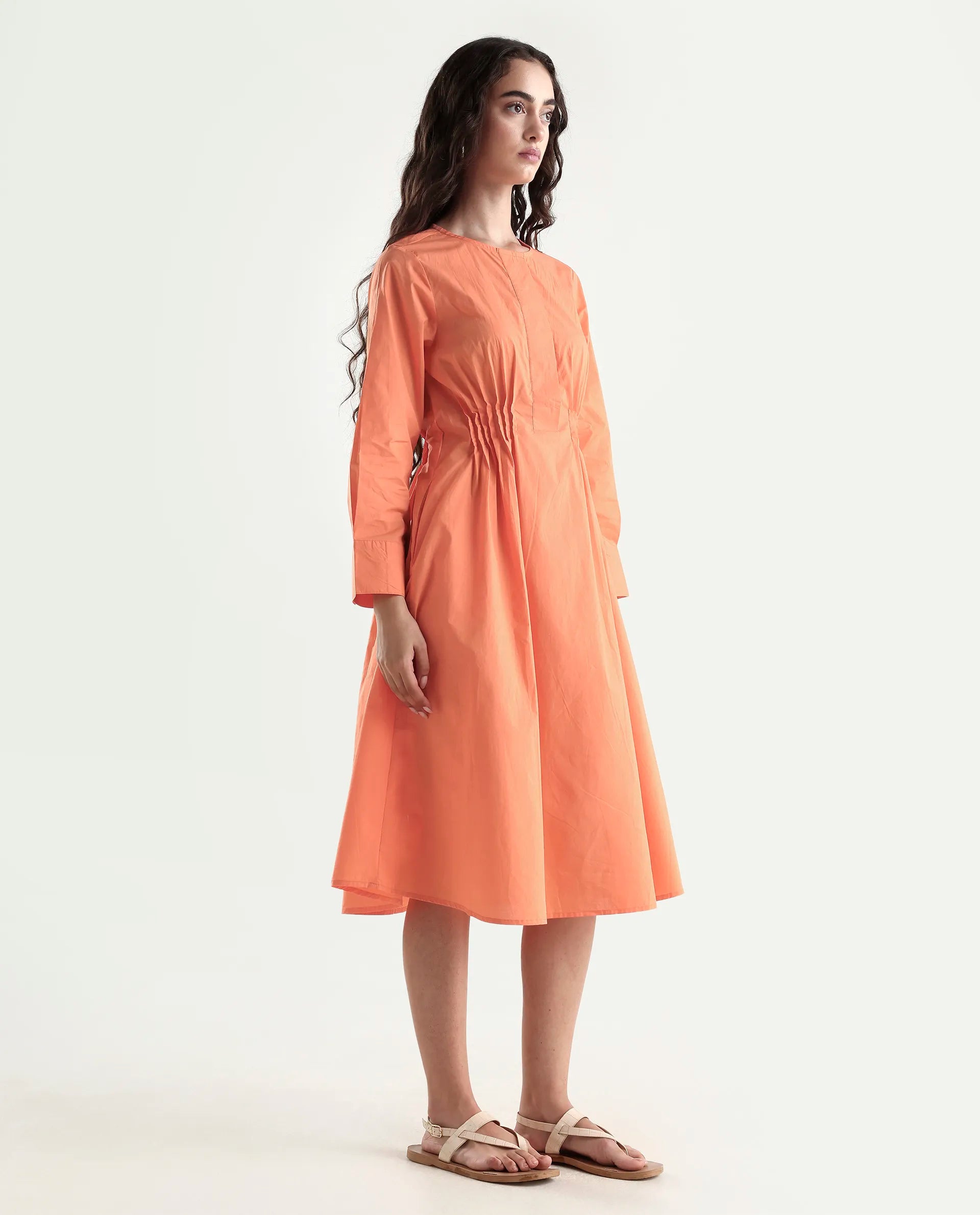 slim fit dress slacks Puff Sleeve Dreamscape Tiered Flare Dress Orange Multi / Small main image 1
