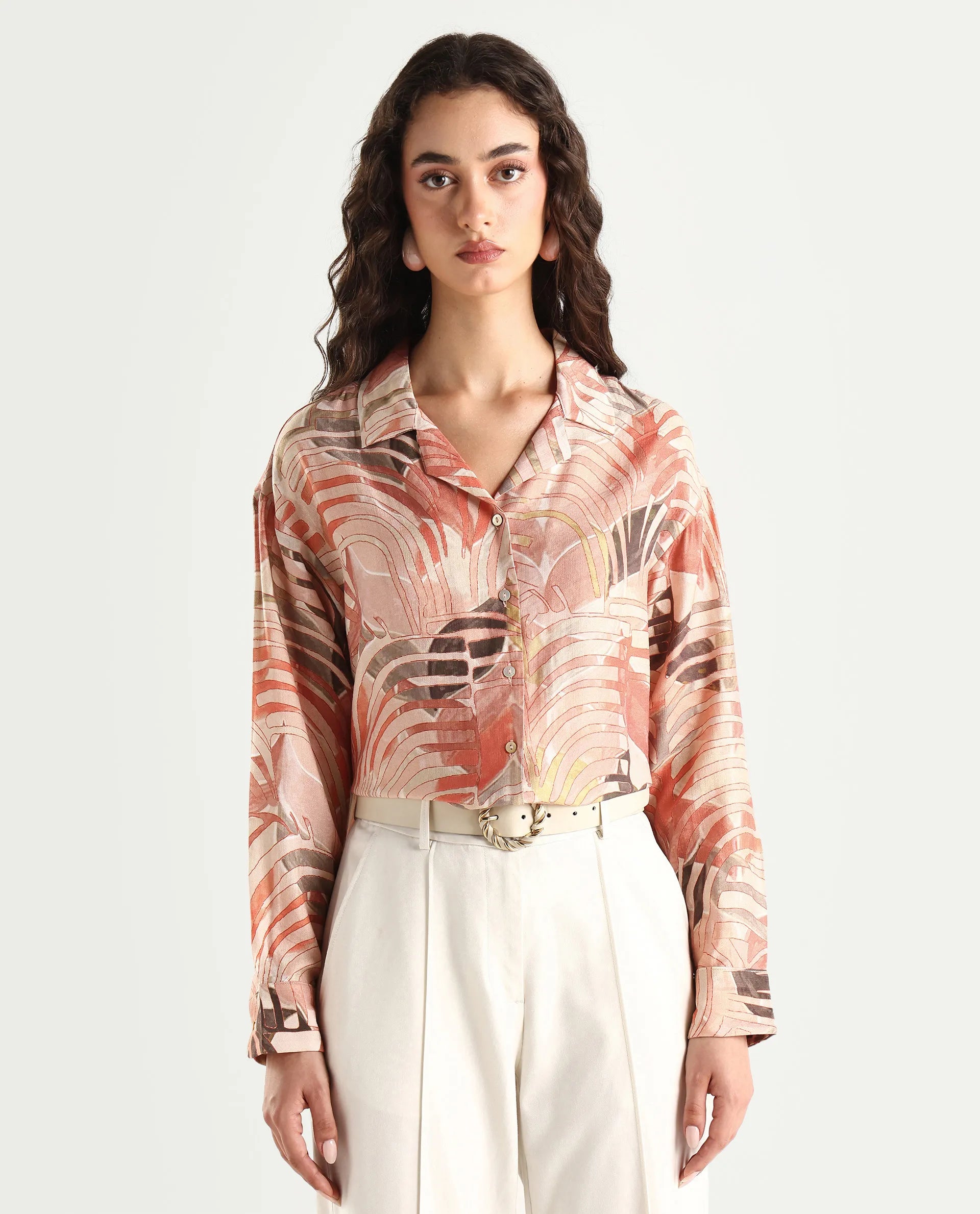 Rareism Women's Broadwin Multi Abstract Wakanda Relaxed Full Sleeve Top