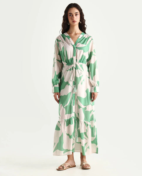 Buy Adeley - Dusky Green Abstract Print Regular Fit Shrug| Rareism