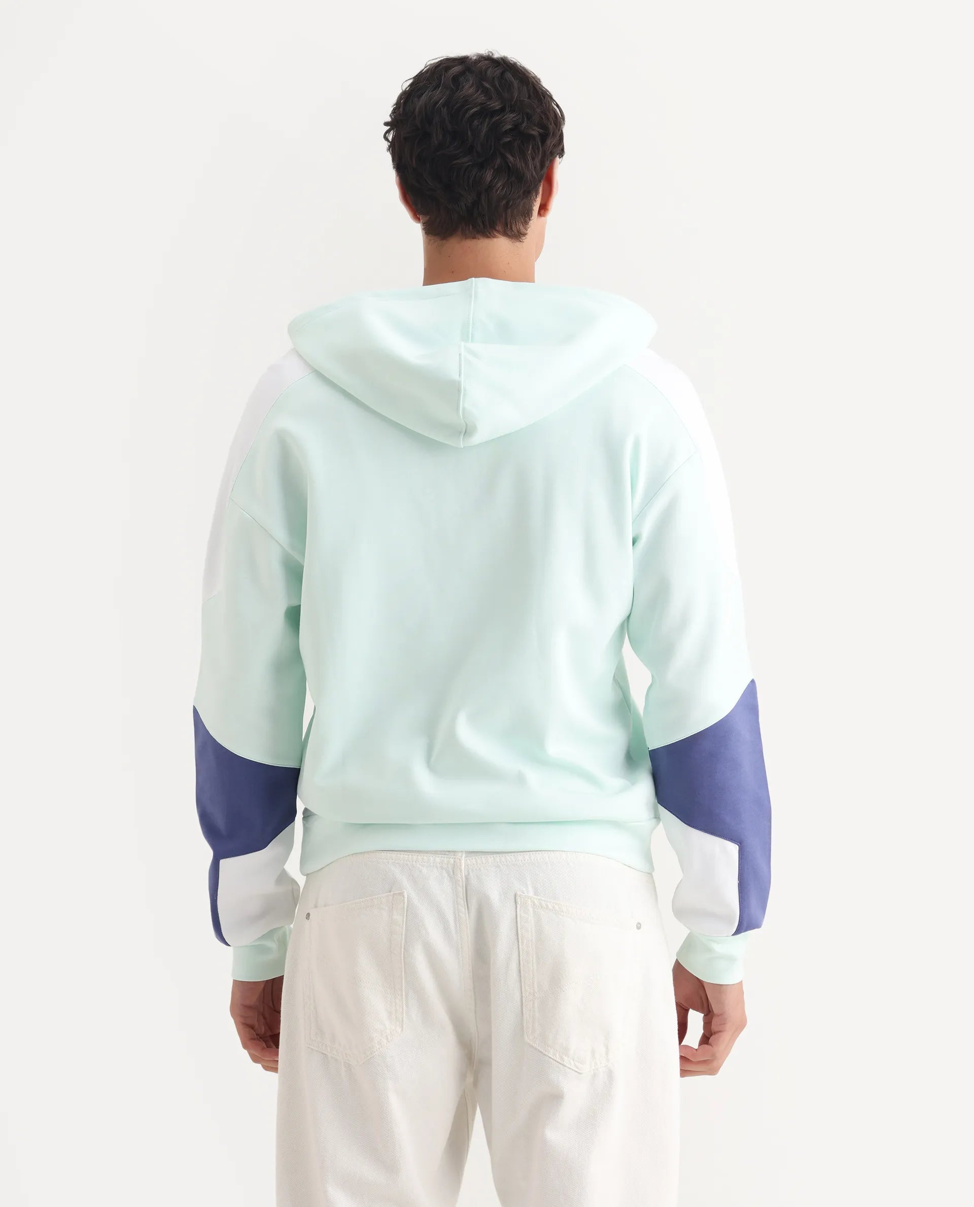 Rare Rabbit Men's Armo-2 Pastel Green Cotton Ombre Regular Fit Full Sleeve Hooded Sweatshirt