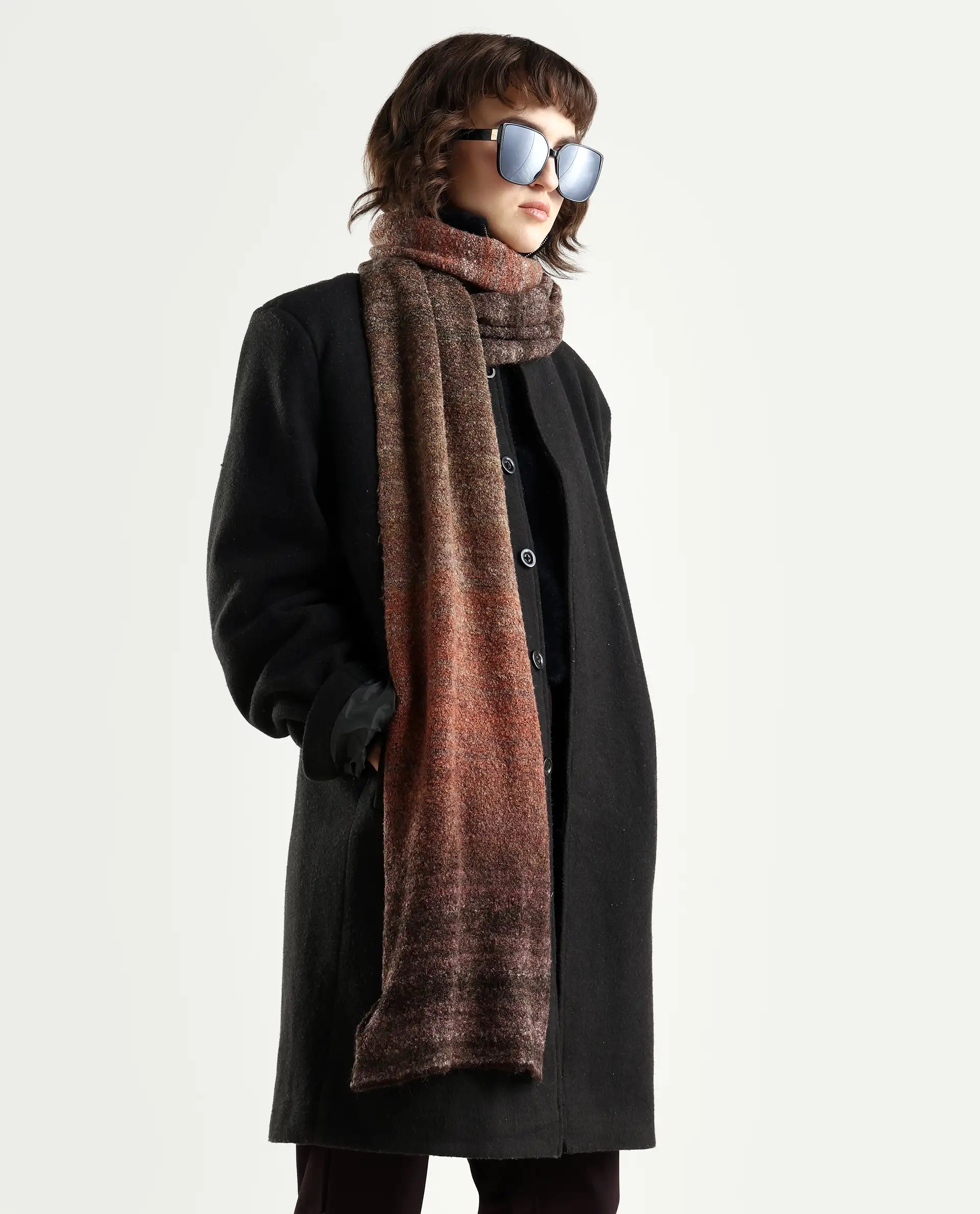 Rareism Women Muffy 4 Dusky Multi Plain Muffler