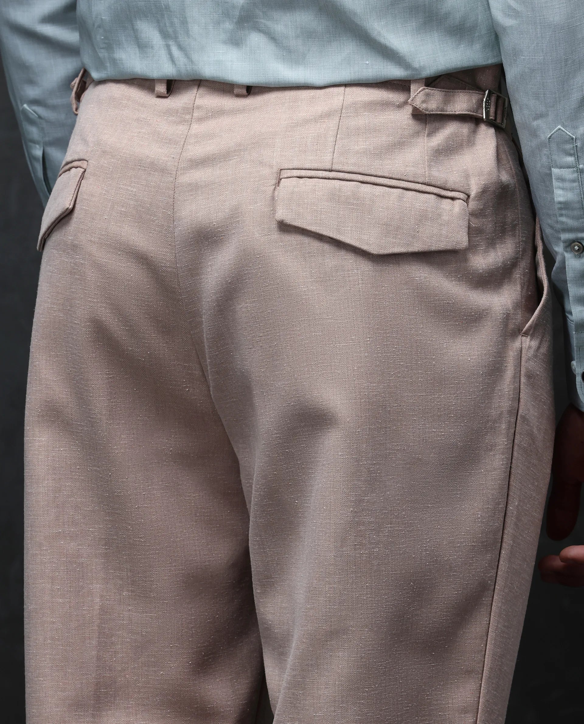 Rare Rabbit Men's Rhesa Light Rust Linen Blend Plain Relaxed Fit Trouser