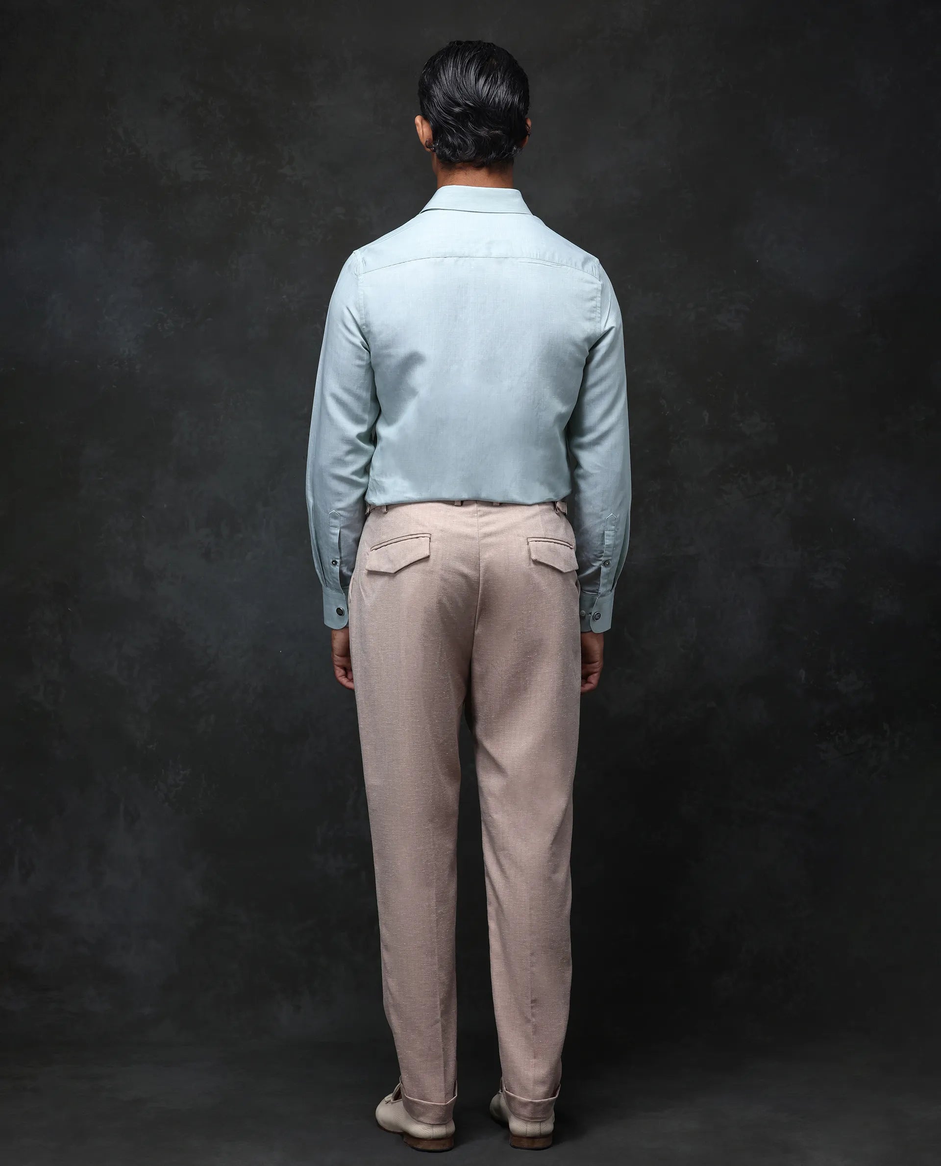 Rare Rabbit Men's Rhesa Light Rust Linen Blend Plain Relaxed Fit Trouser