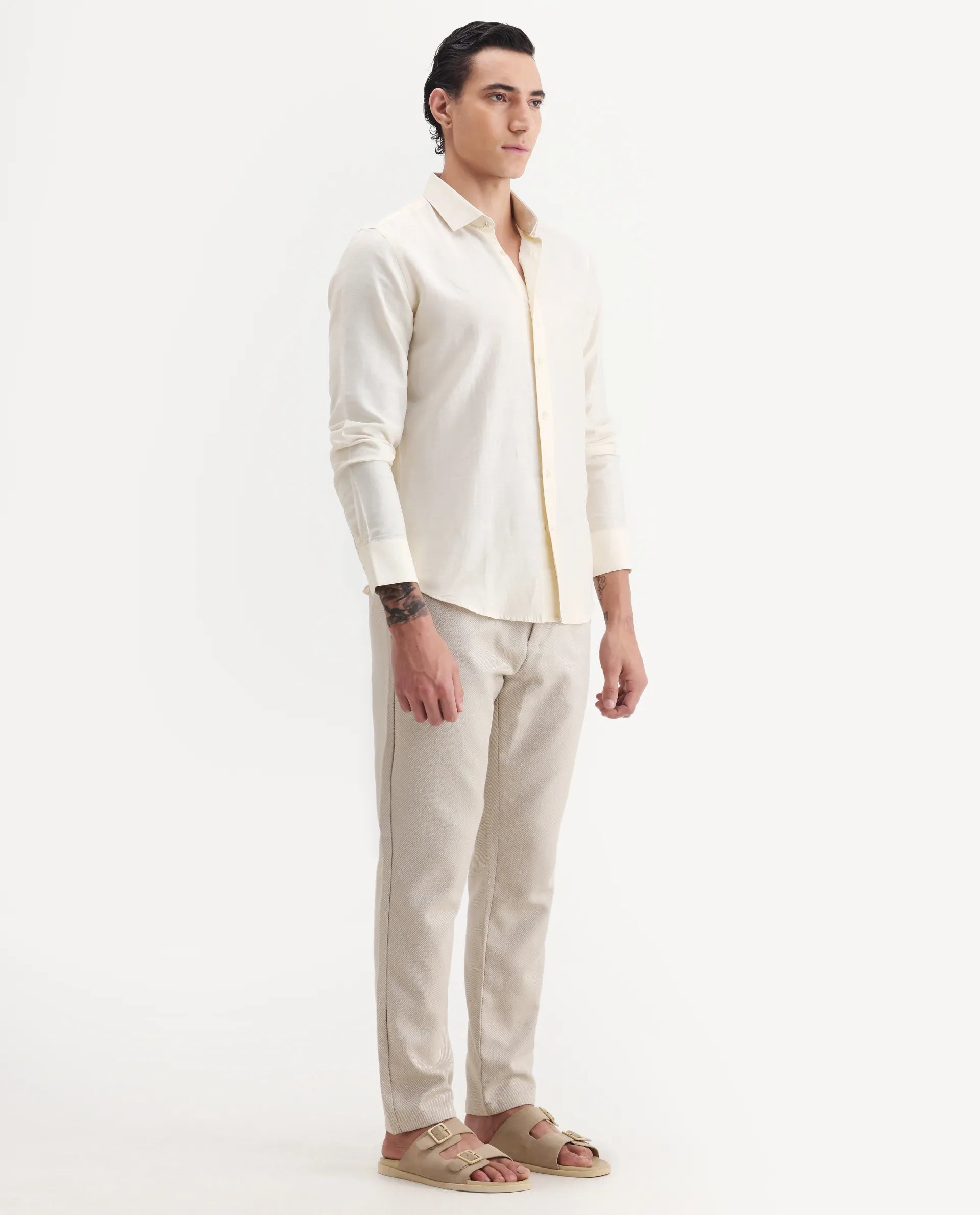 Rare Rabbit Men's Polyester Blend Plain Regular Fit Trouser