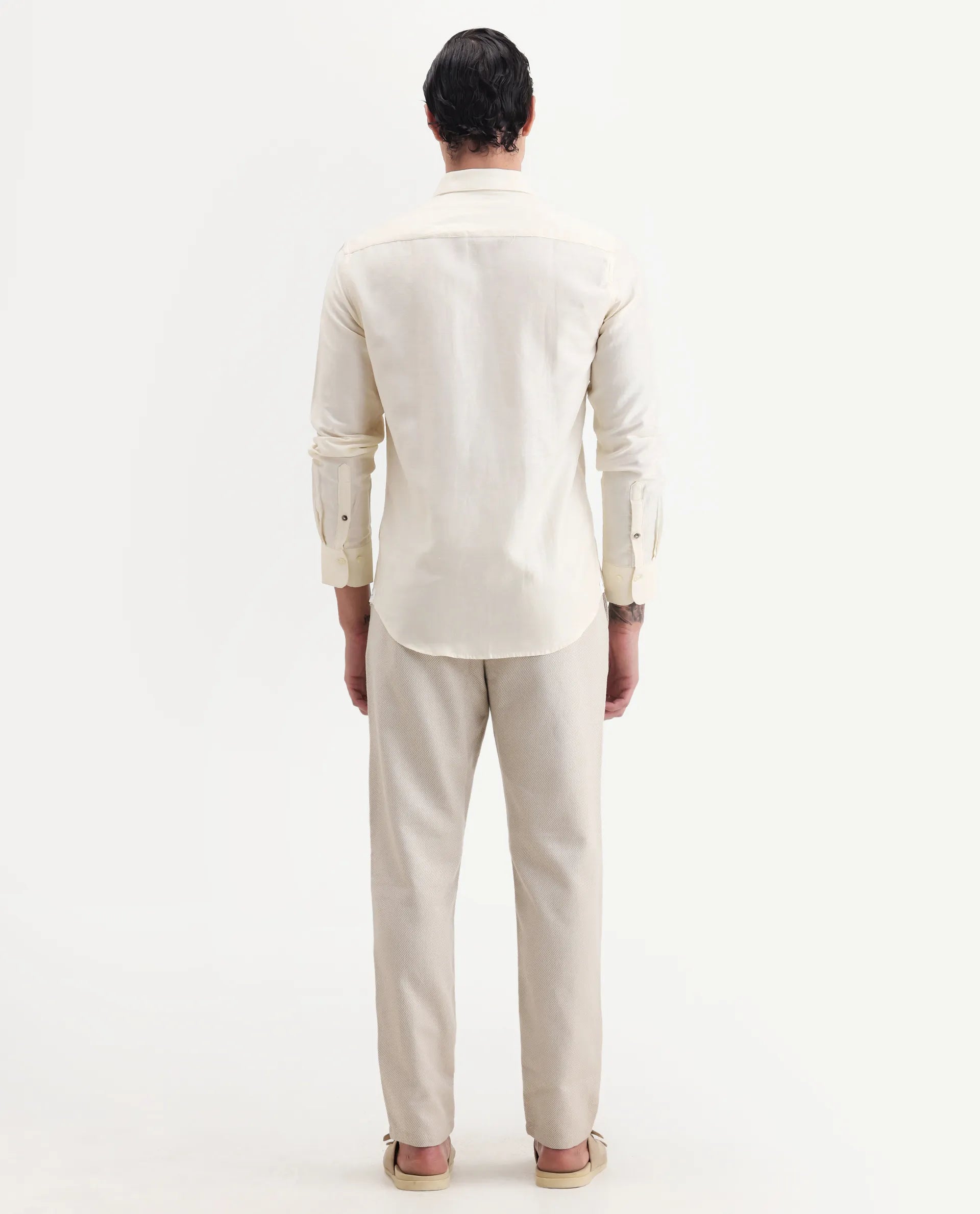 Rare Rabbit Men's Polyester Blend Plain Regular Fit Trouser