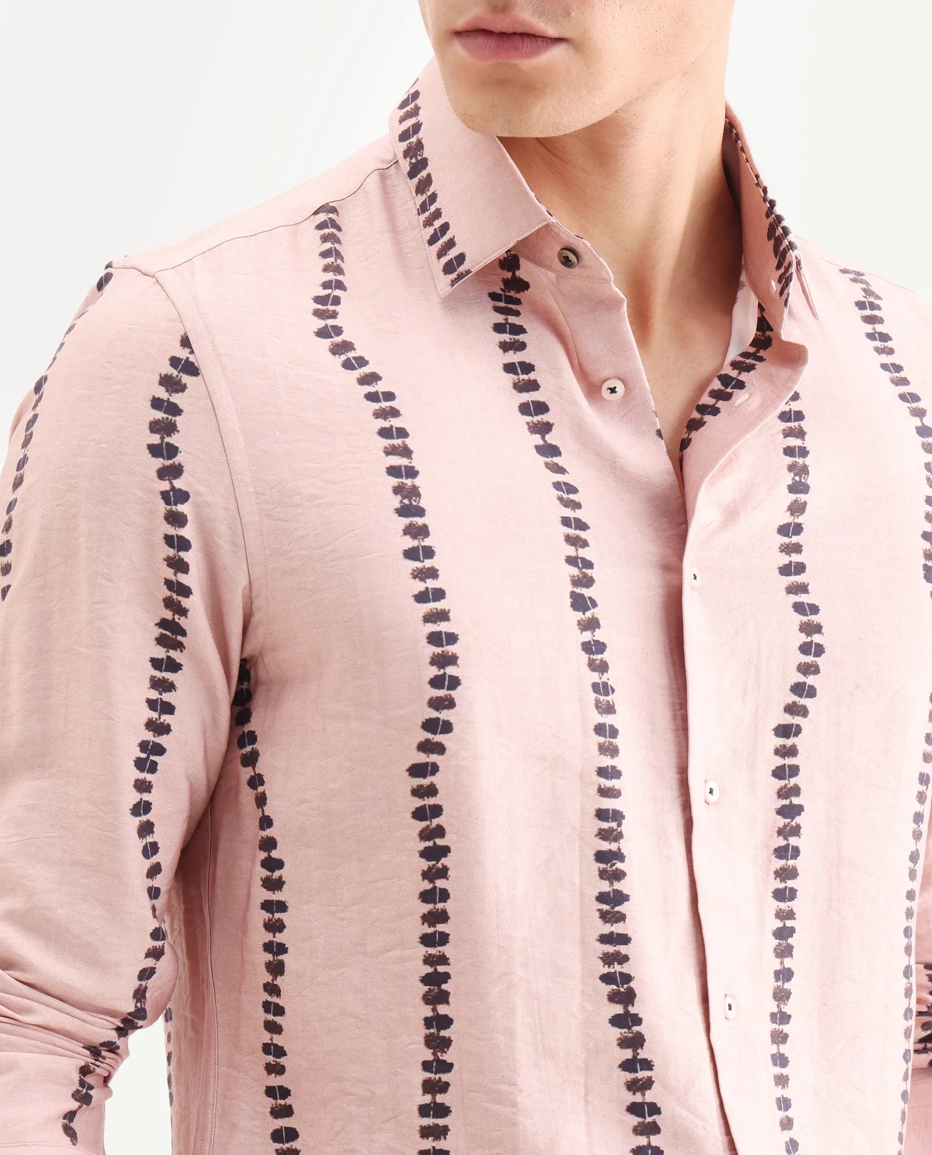 Rare Rabbit Men's Bedoc Beige Viscose Blend Decorative Print Regular Fit Full Sleeve Collared Shirt