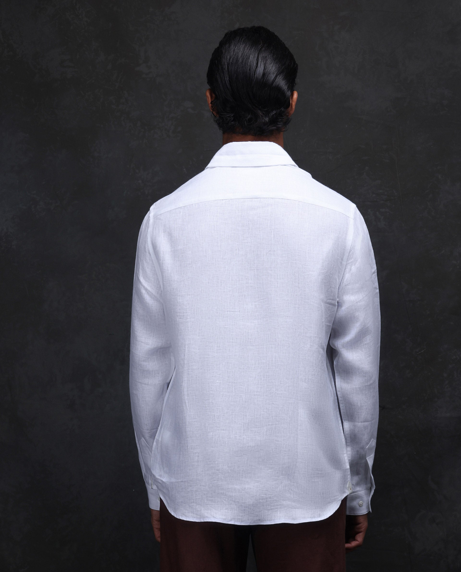 Rare Rabbit Men's Figh White 100% Linen Plain Regular Fit Full Sleeve Collared Shirt