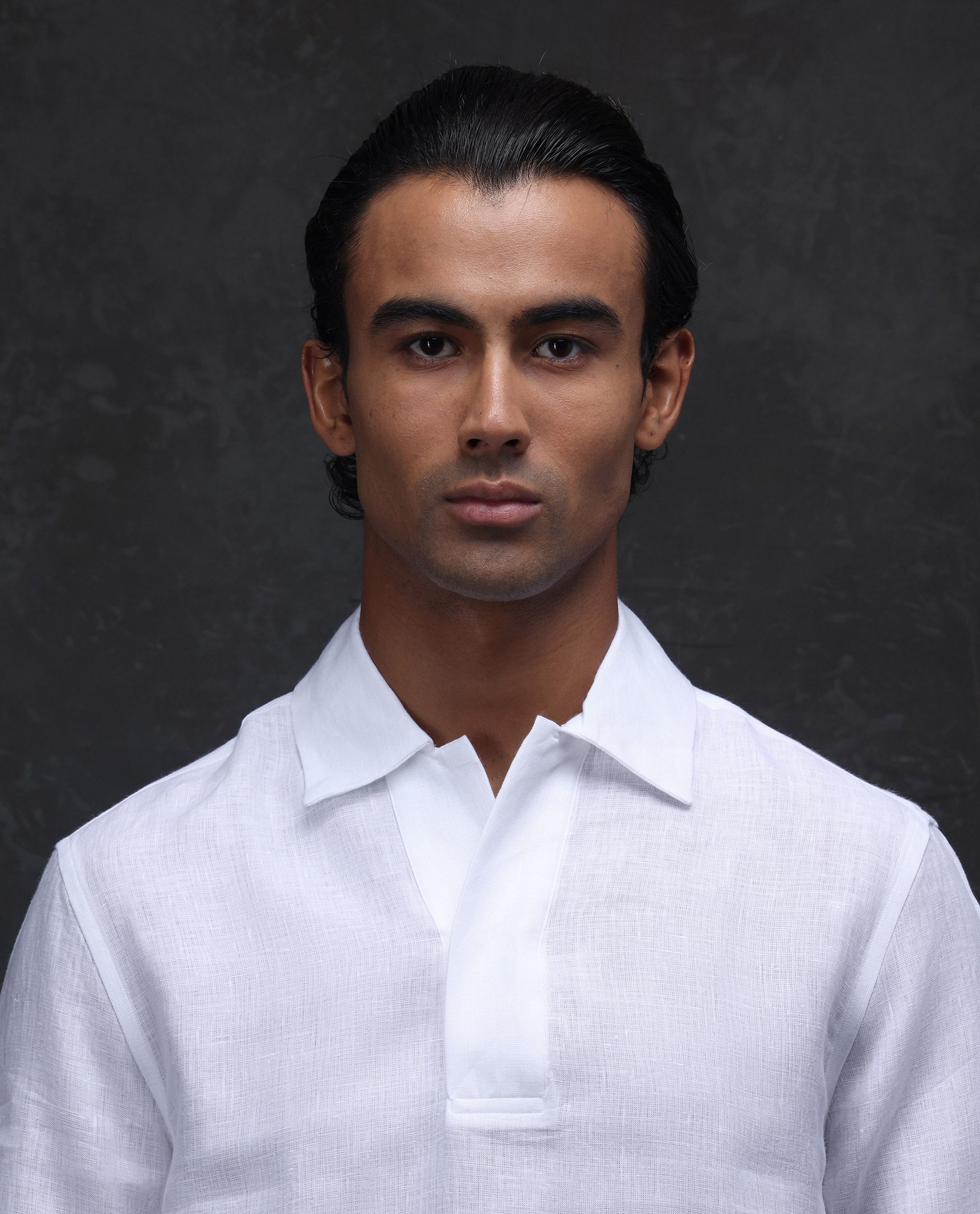 Rare Rabbit Men's Figh White 100% Linen Plain Regular Fit Full Sleeve Collared Shirt