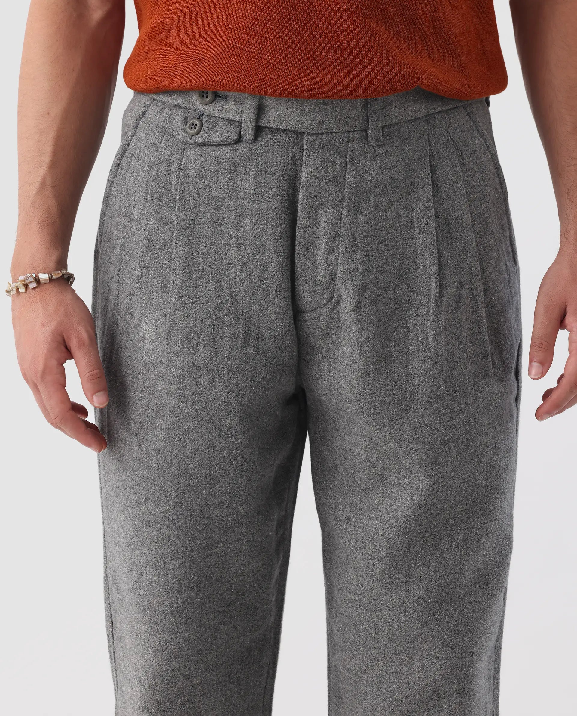 Rare Rabbit Men's Kaino Dark Grey 100% Linen Plain Regular Fit Trouser