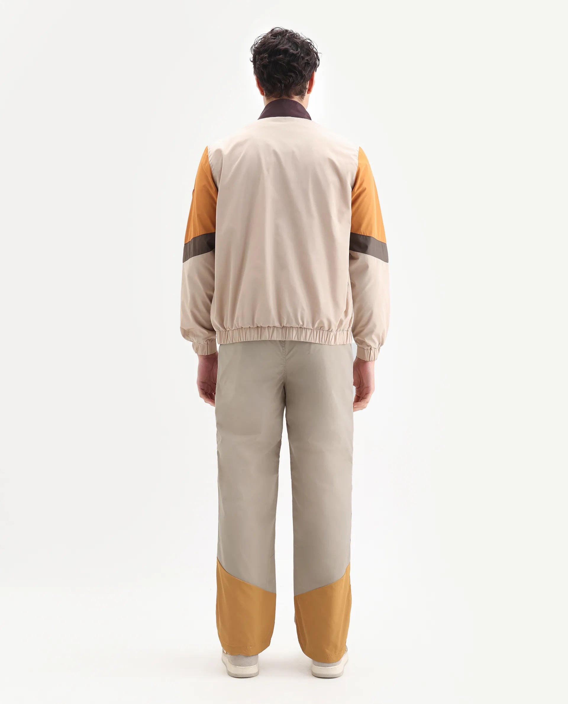 Rare Rabbit Men's Malo-B Beige Polyester Cut And Sew Regular Fit Track Pant